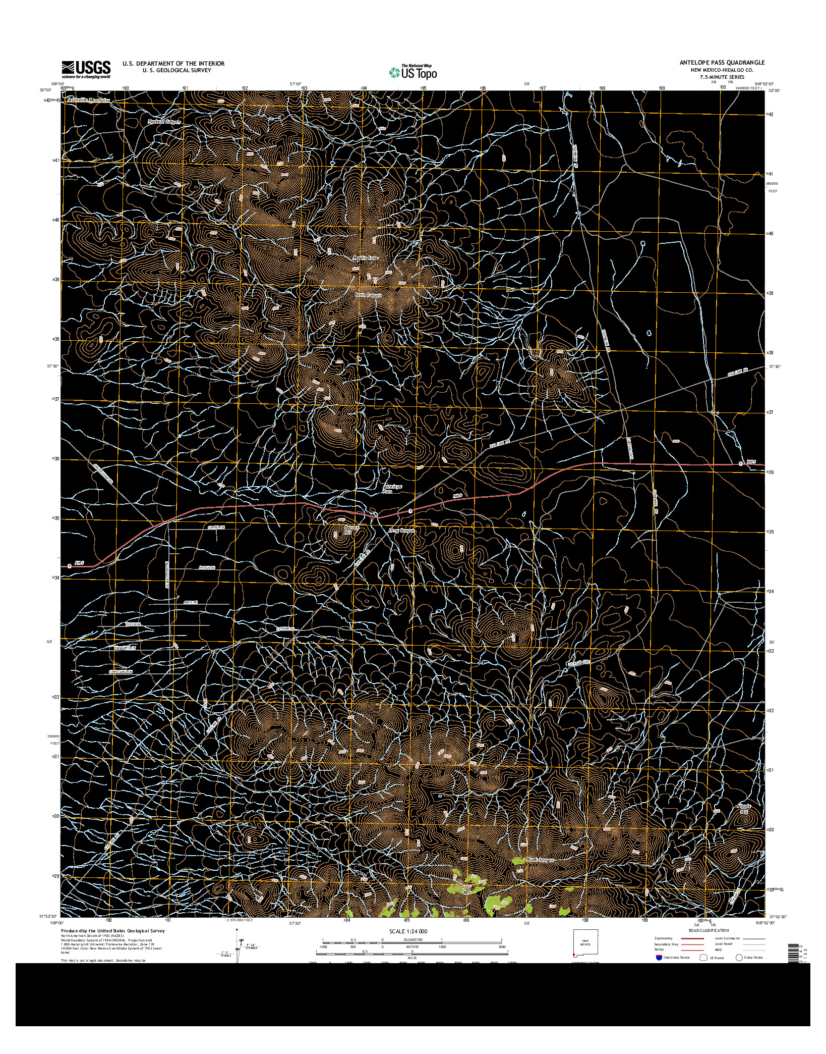 USGS US TOPO 7.5-MINUTE MAP FOR ANTELOPE PASS, NM 2013