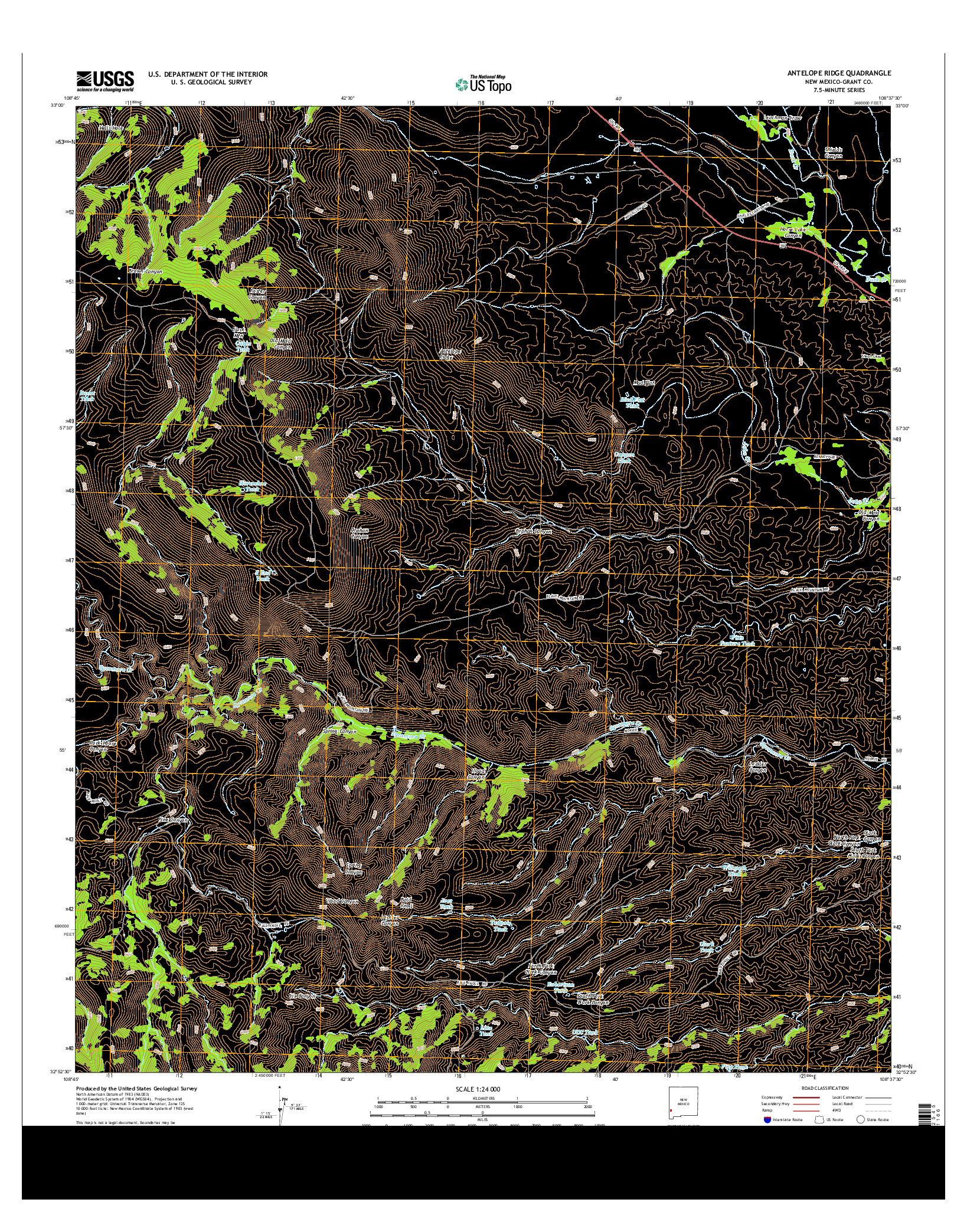 USGS US TOPO 7.5-MINUTE MAP FOR ANTELOPE RIDGE, NM 2013