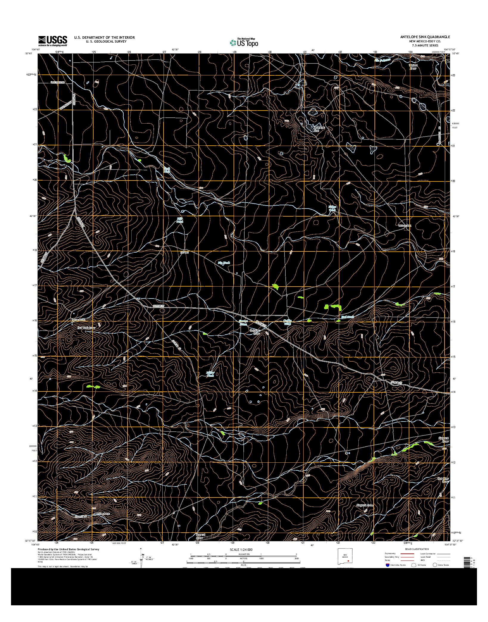 USGS US TOPO 7.5-MINUTE MAP FOR ANTELOPE SINK, NM 2013