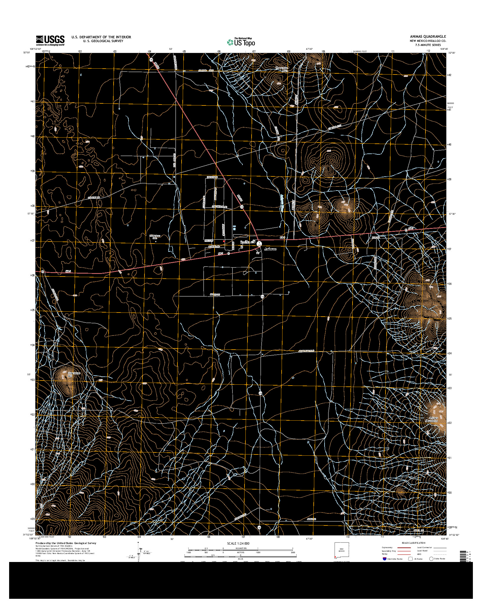 USGS US TOPO 7.5-MINUTE MAP FOR ANIMAS, NM 2013