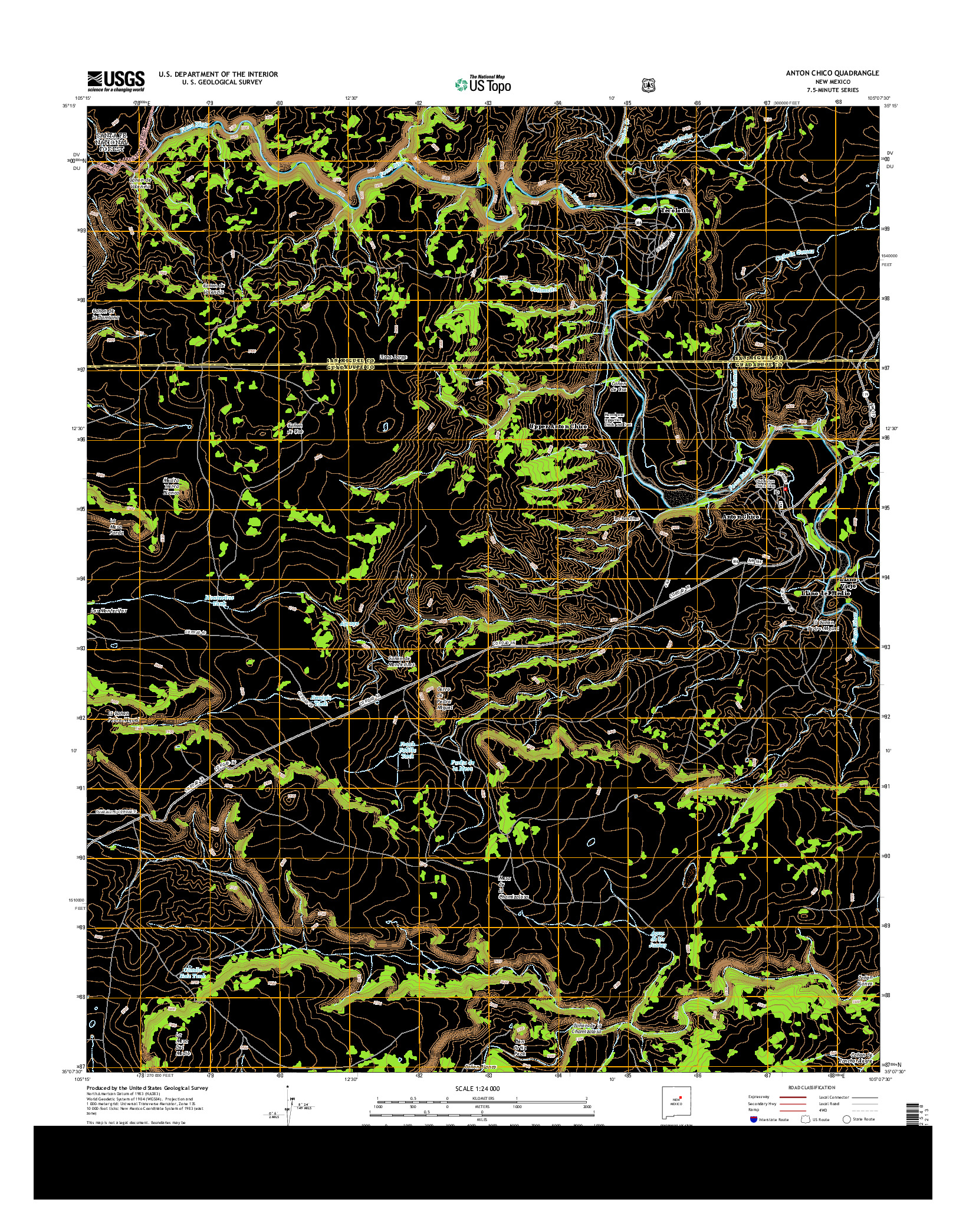 USGS US TOPO 7.5-MINUTE MAP FOR ANTON CHICO, NM 2013