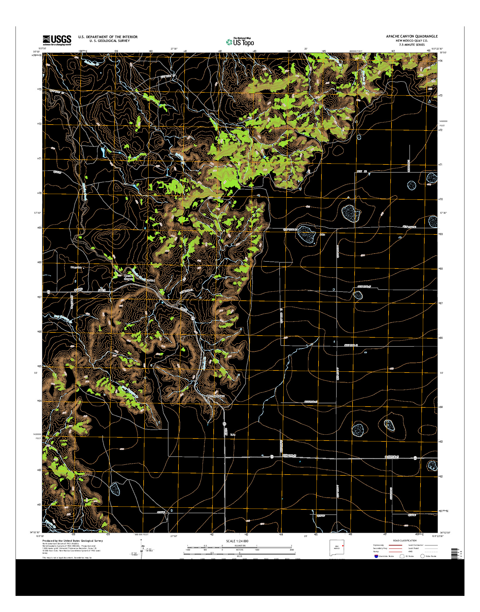 USGS US TOPO 7.5-MINUTE MAP FOR APACHE CANYON, NM 2013