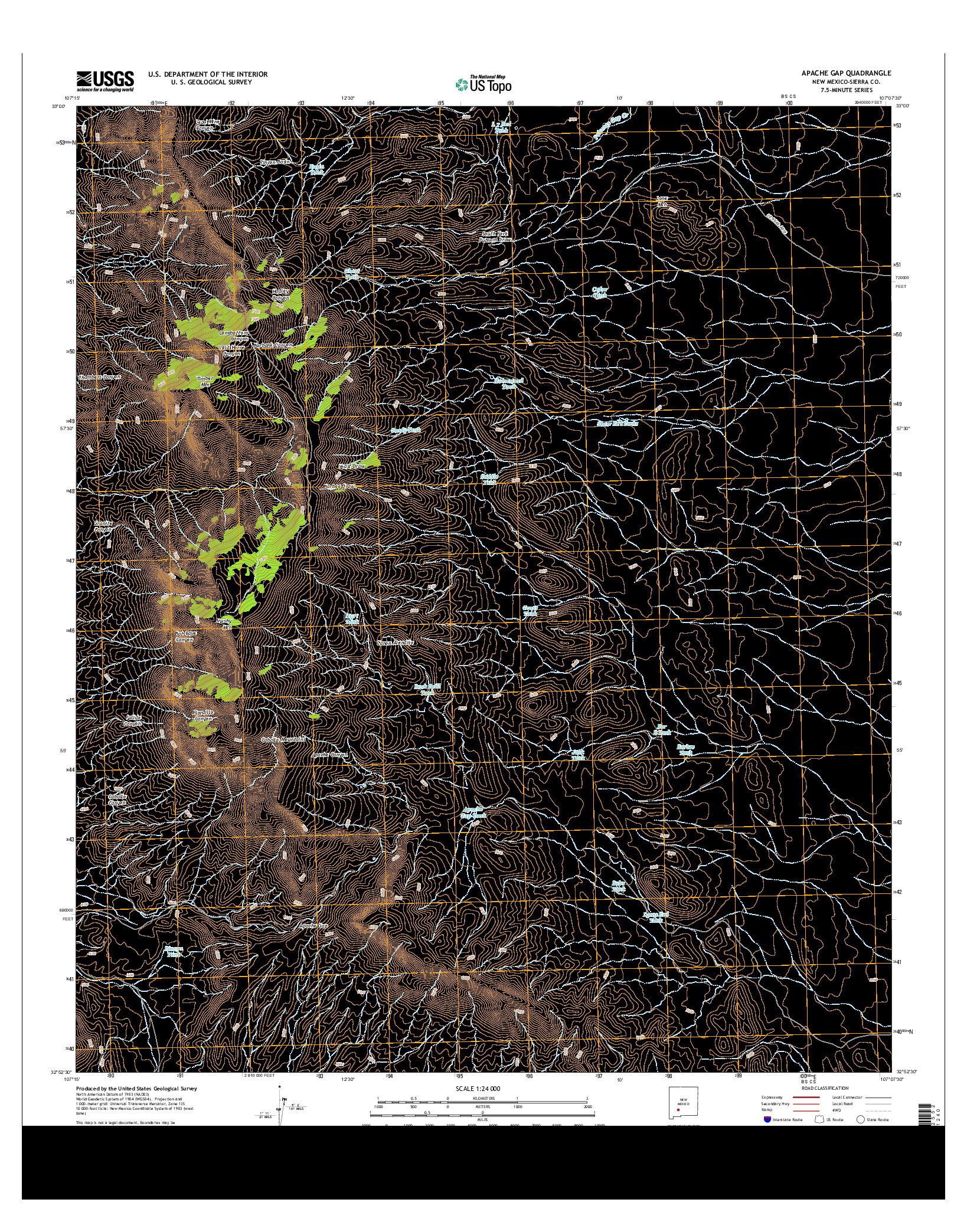 USGS US TOPO 7.5-MINUTE MAP FOR APACHE GAP, NM 2013