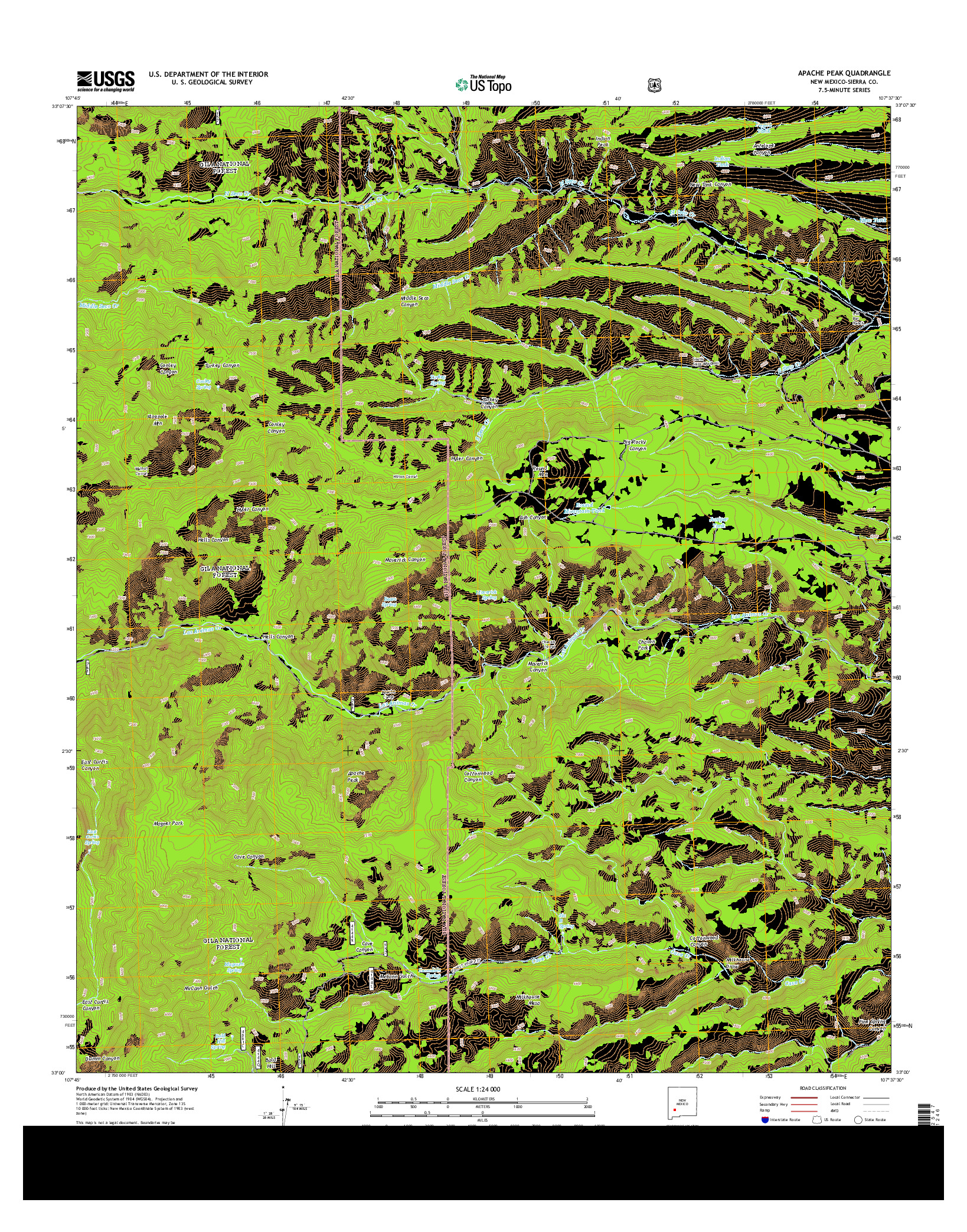 USGS US TOPO 7.5-MINUTE MAP FOR APACHE PEAK, NM 2013