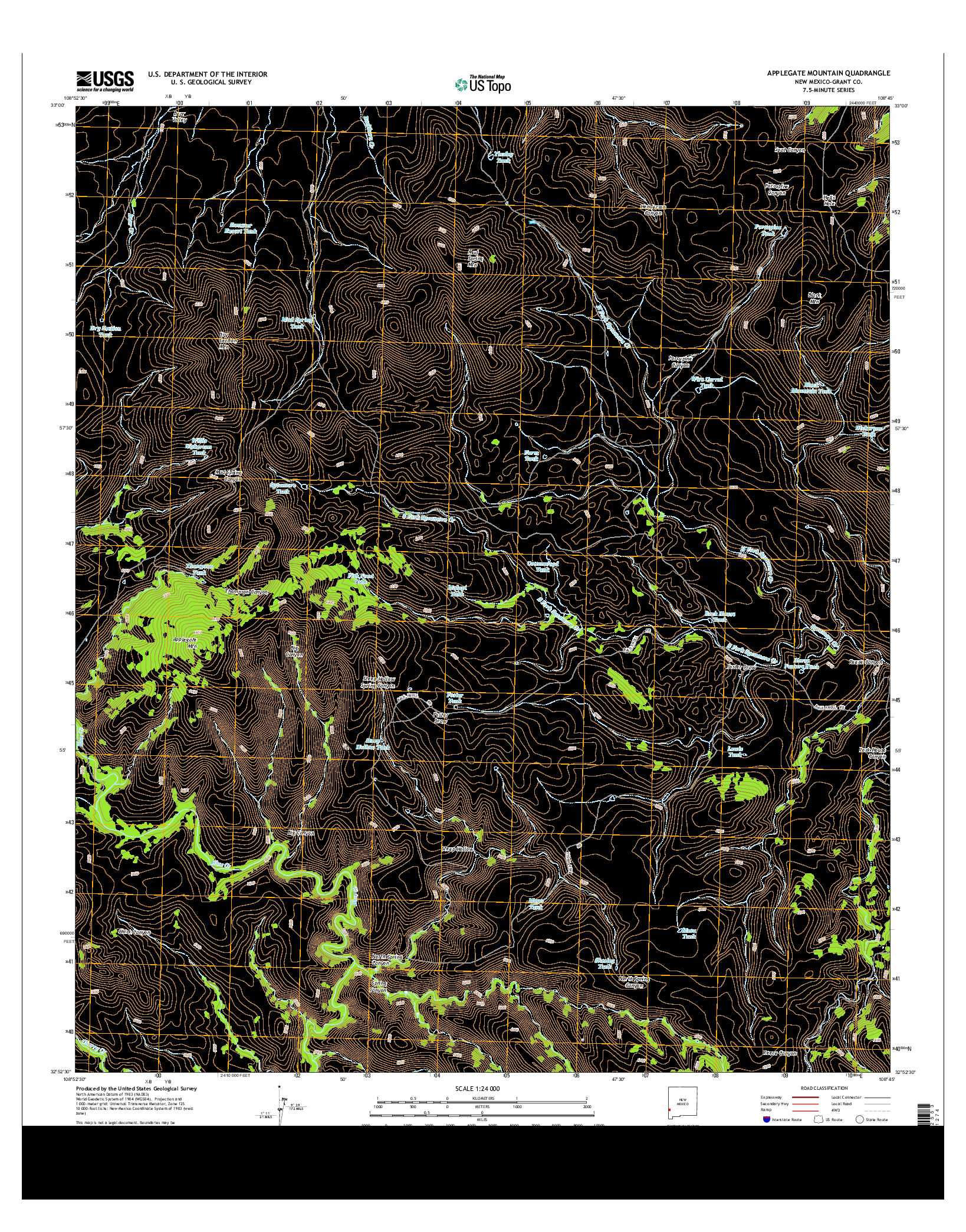 USGS US TOPO 7.5-MINUTE MAP FOR APPLEGATE MOUNTAIN, NM 2013