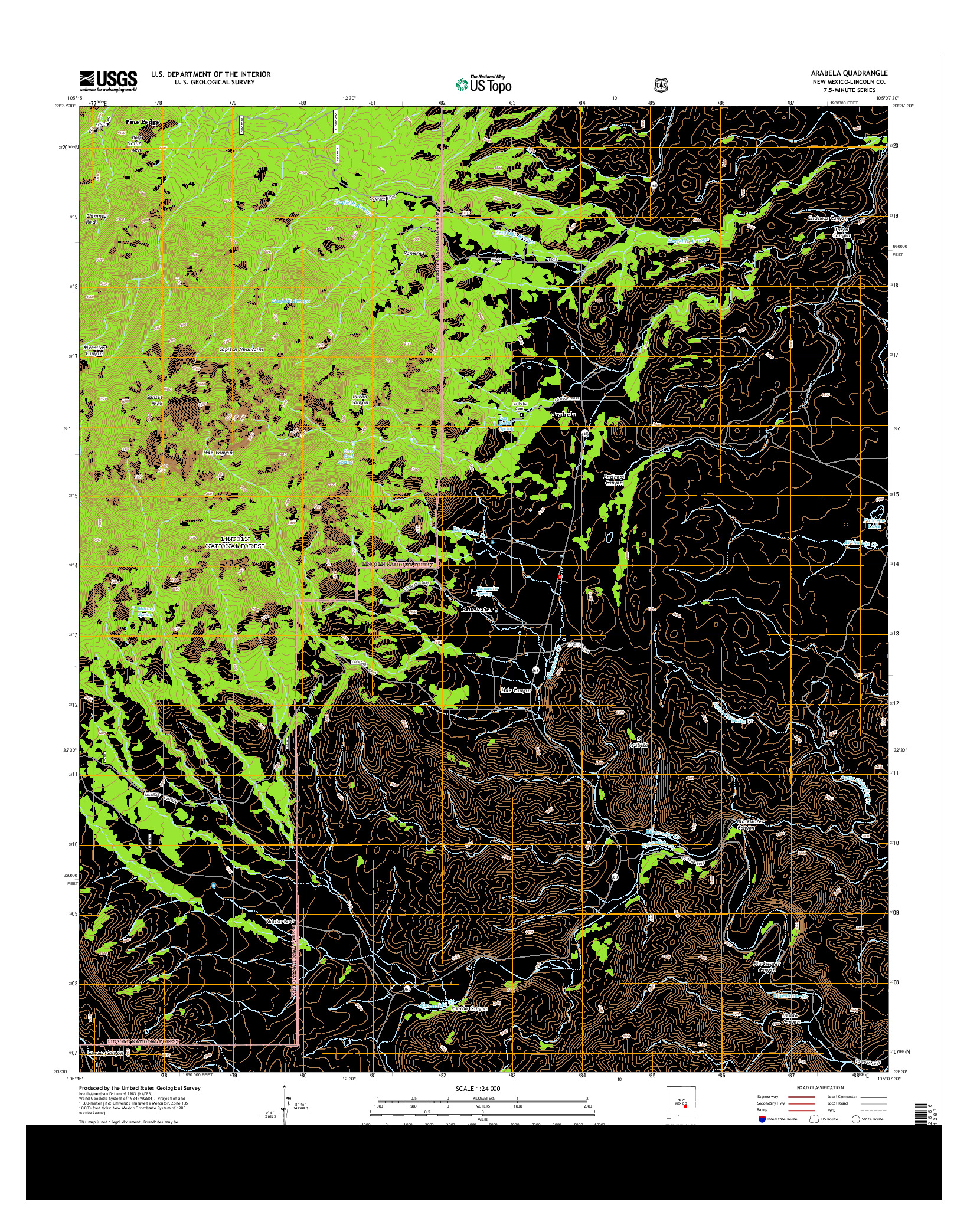 USGS US TOPO 7.5-MINUTE MAP FOR ARABELA, NM 2013