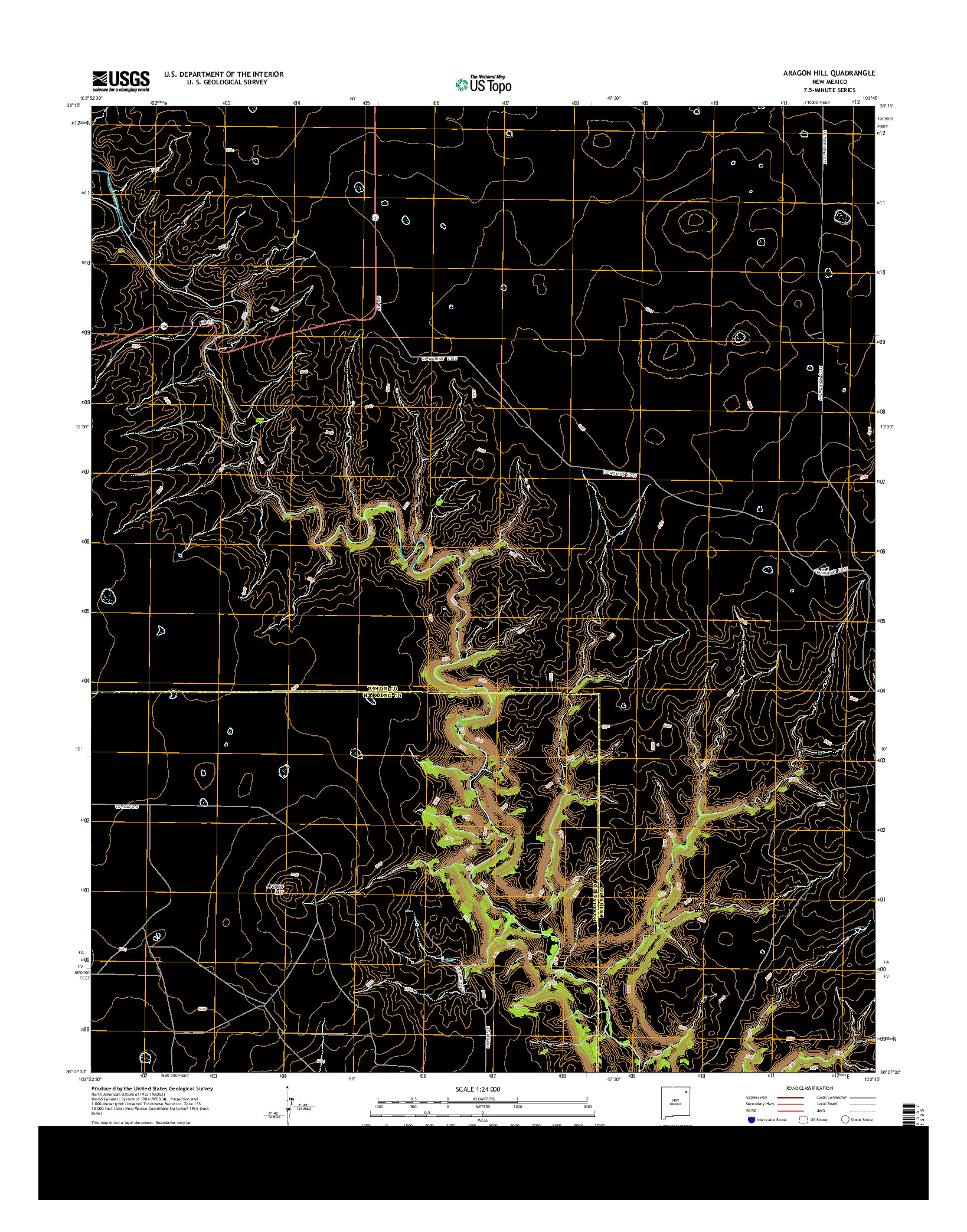 USGS US TOPO 7.5-MINUTE MAP FOR ARAGON HILL, NM 2013