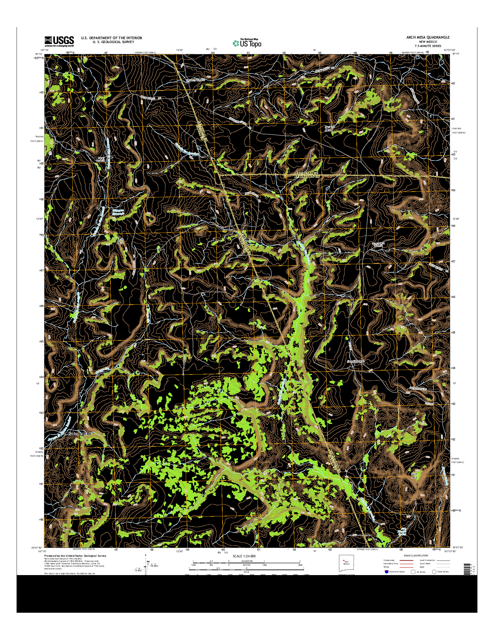 USGS US TOPO 7.5-MINUTE MAP FOR ARCH MESA, NM 2013