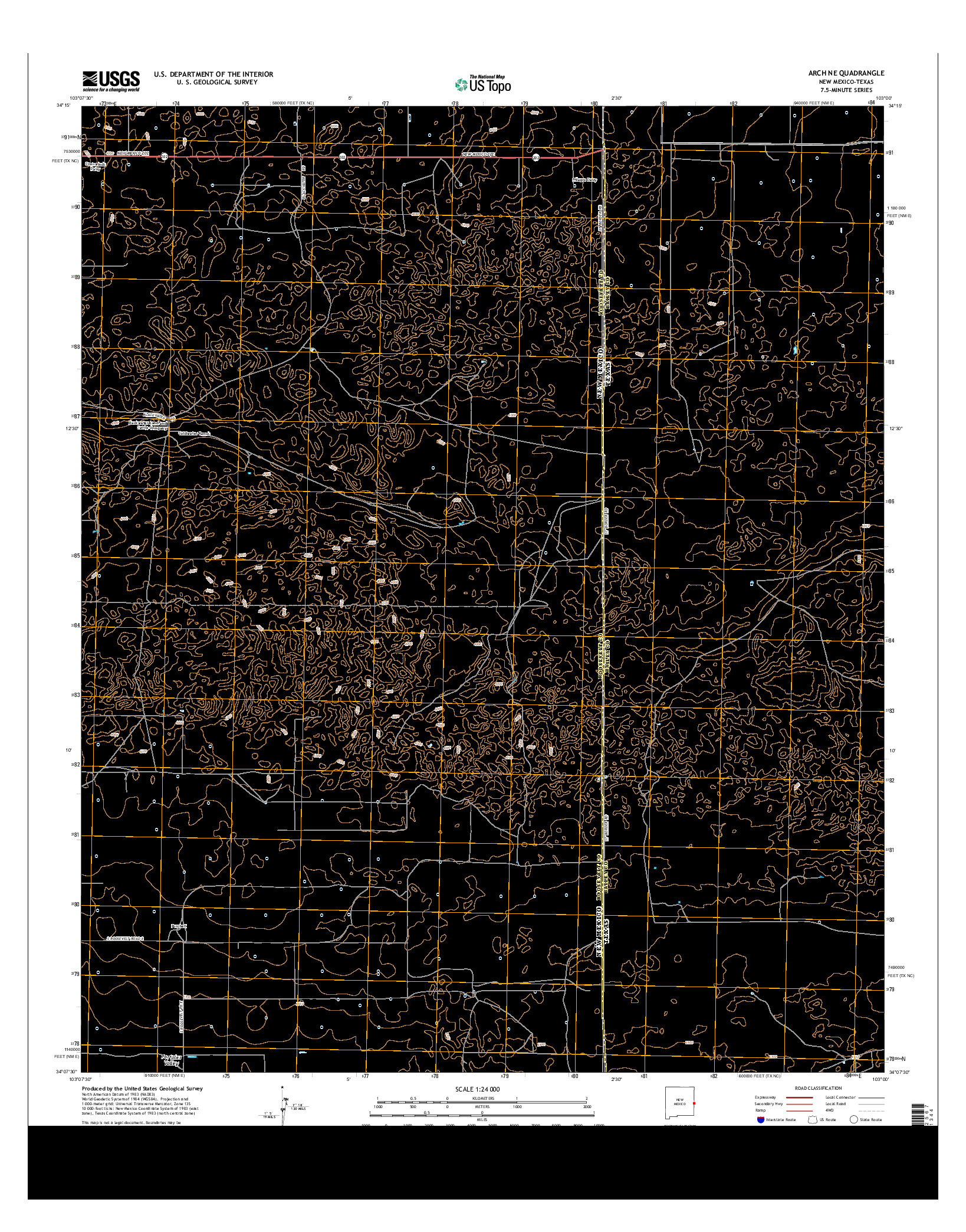 USGS US TOPO 7.5-MINUTE MAP FOR ARCH NE, NM-TX 2013