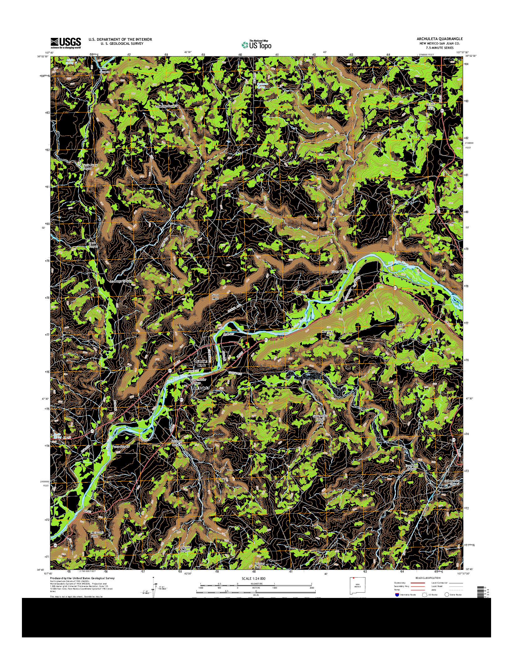 USGS US TOPO 7.5-MINUTE MAP FOR ARCHULETA, NM 2013