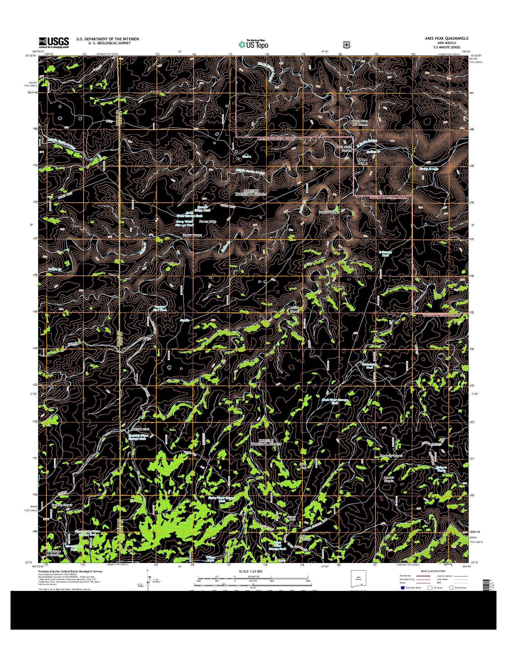 USGS US TOPO 7.5-MINUTE MAP FOR ARES PEAK, NM 2013