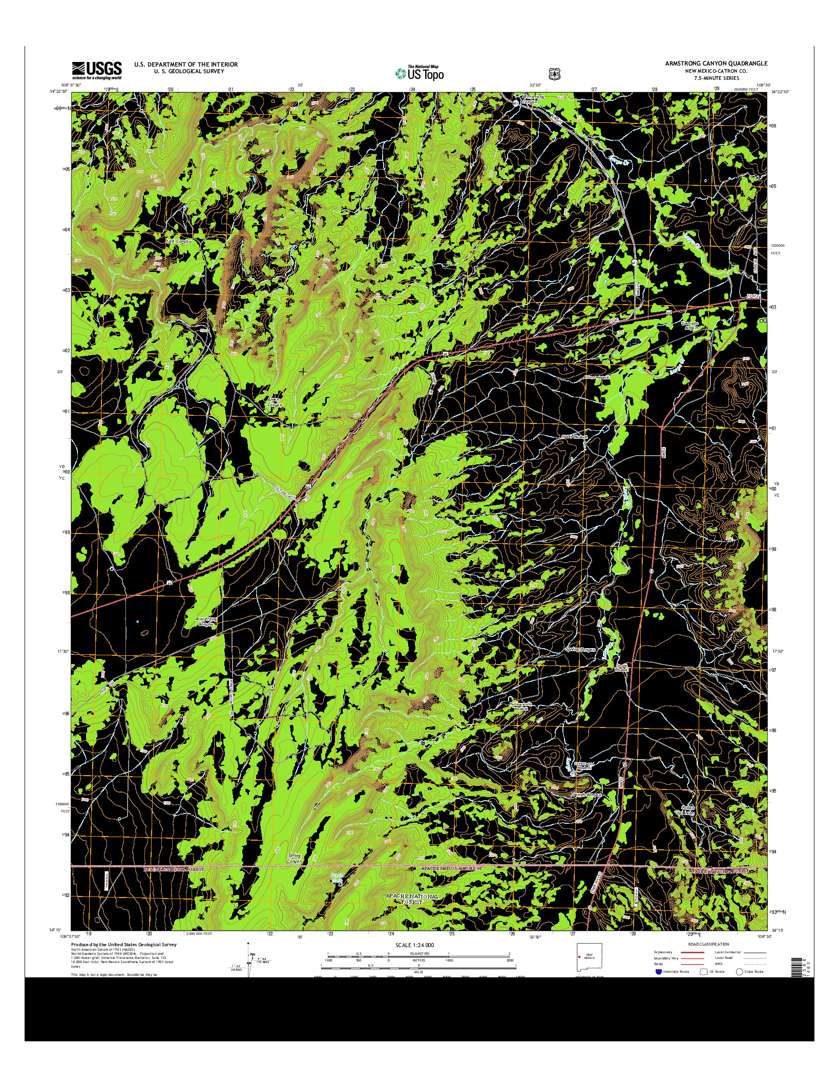 USGS US TOPO 7.5-MINUTE MAP FOR ARMSTRONG CANYON, NM 2013