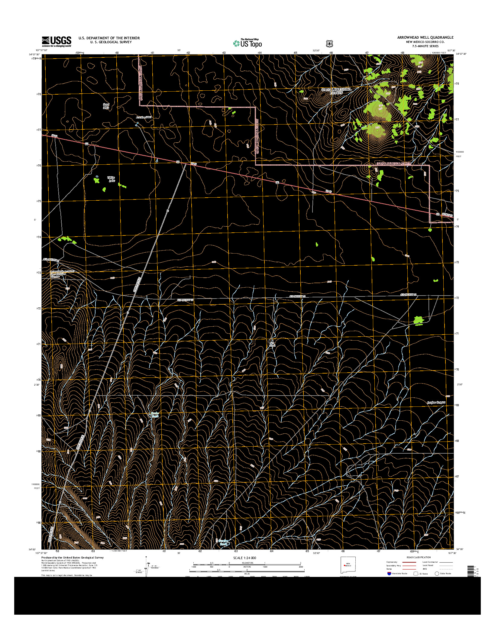 USGS US TOPO 7.5-MINUTE MAP FOR ARROWHEAD WELL, NM 2013