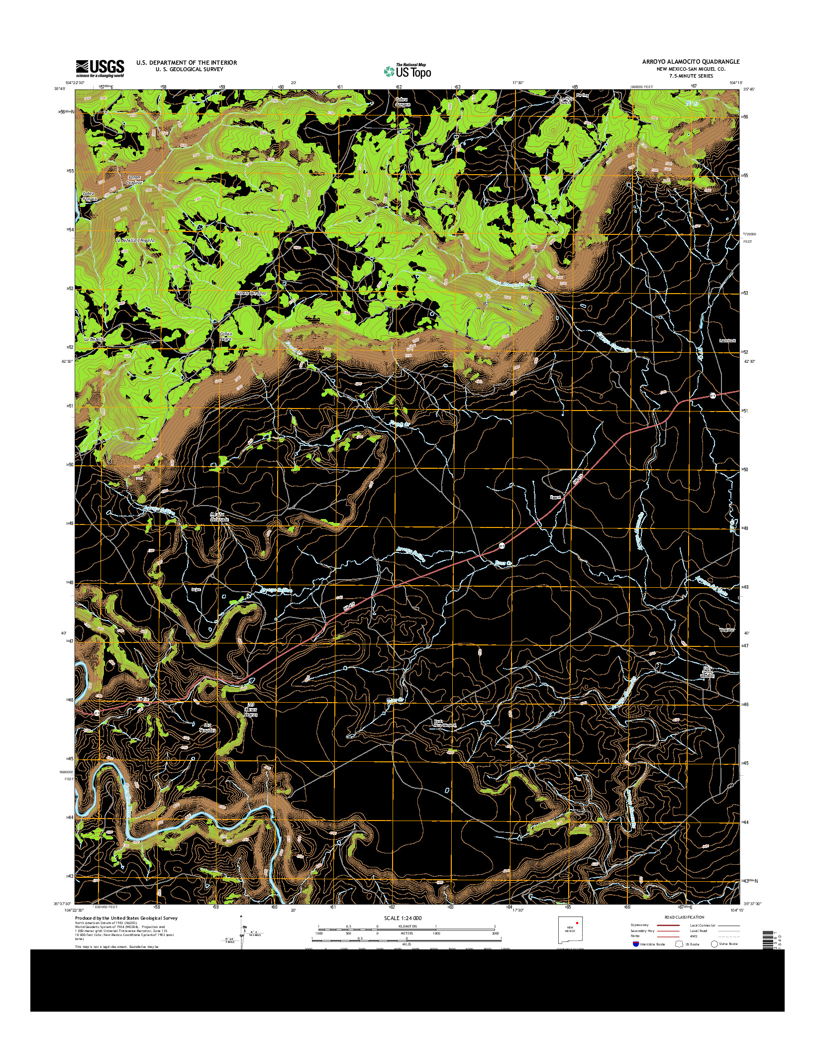 USGS US TOPO 7.5-MINUTE MAP FOR ARROYO ALAMOCITO, NM 2013