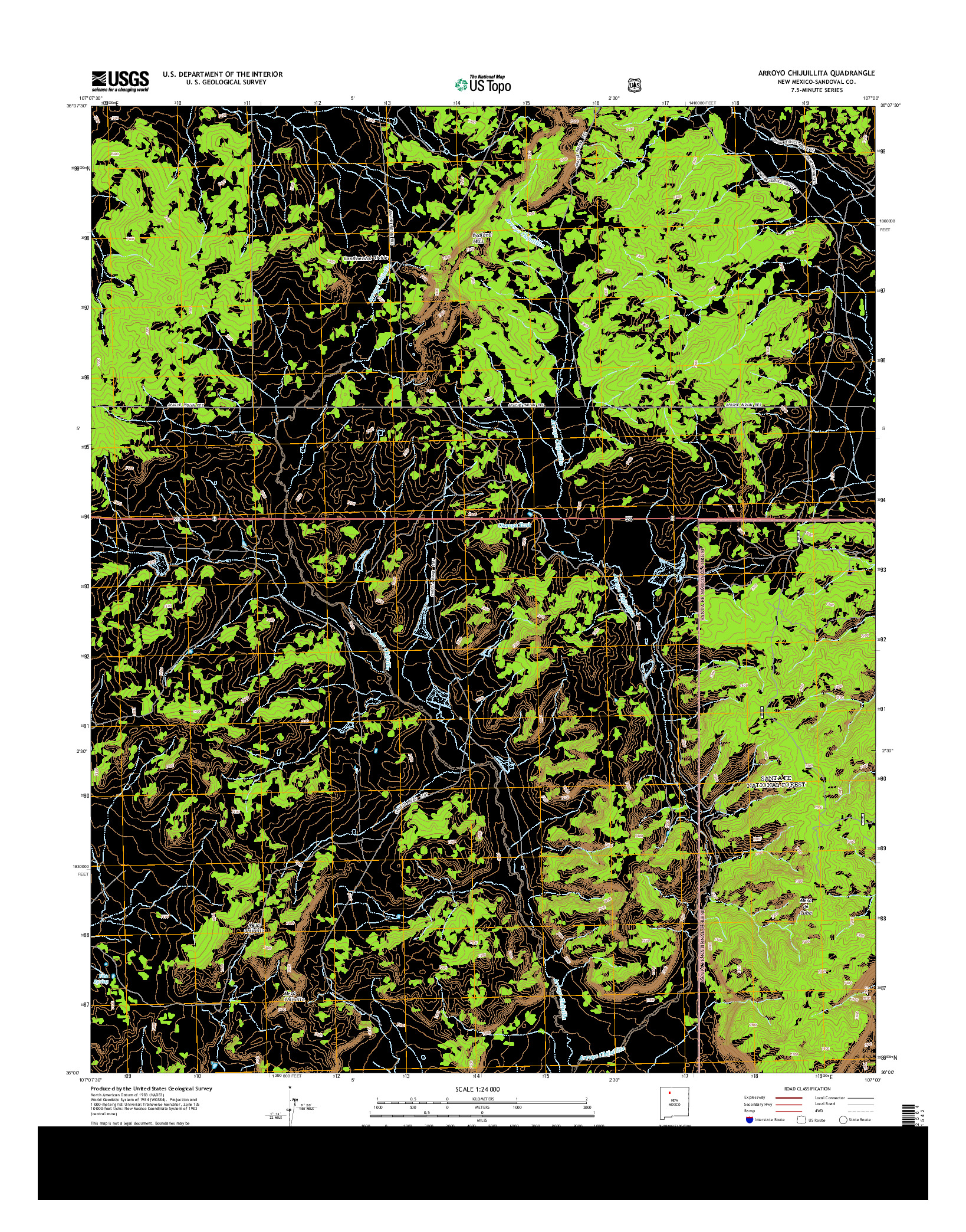 USGS US TOPO 7.5-MINUTE MAP FOR ARROYO CHIJUILLITA, NM 2013