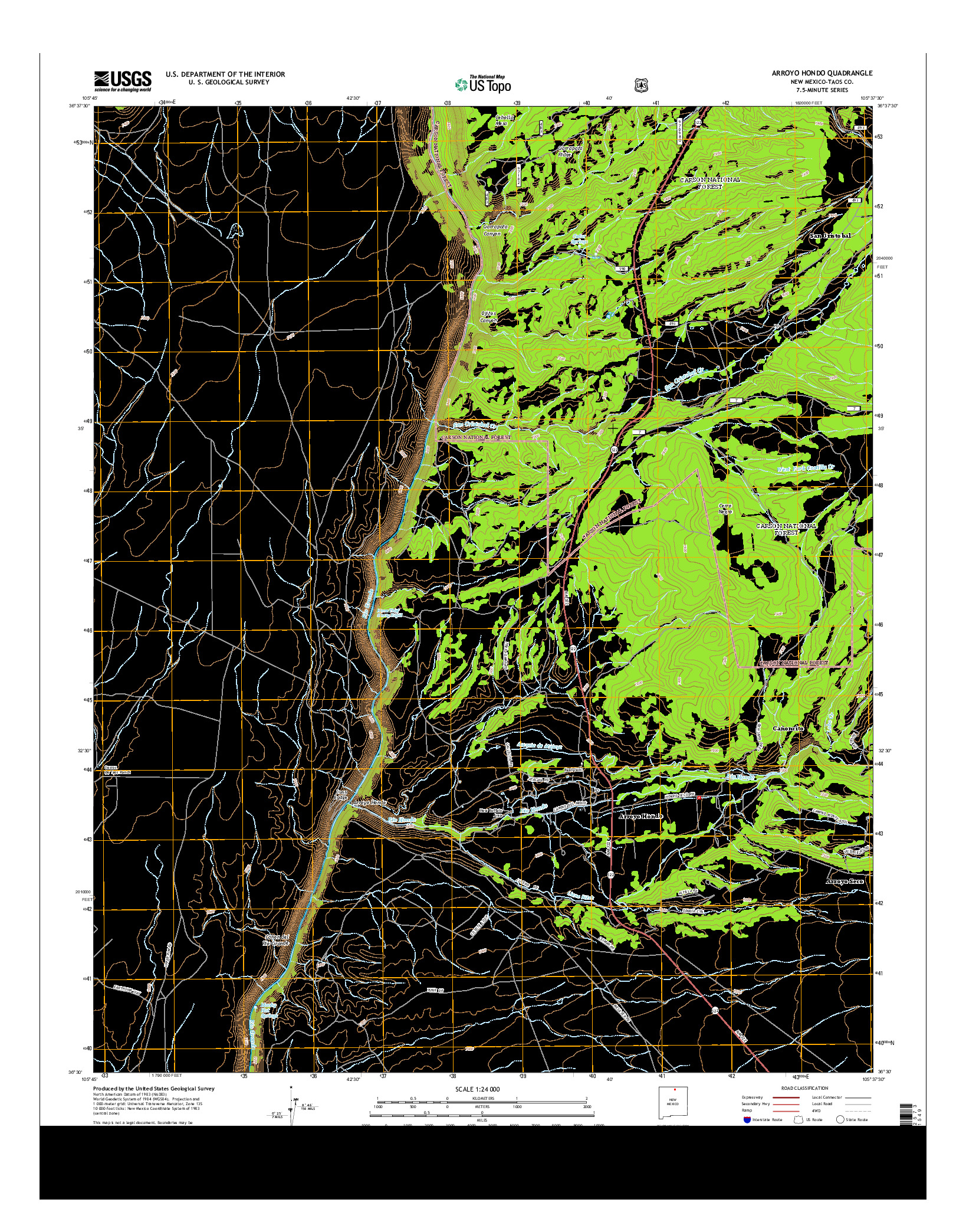 USGS US TOPO 7.5-MINUTE MAP FOR ARROYO HONDO, NM 2013