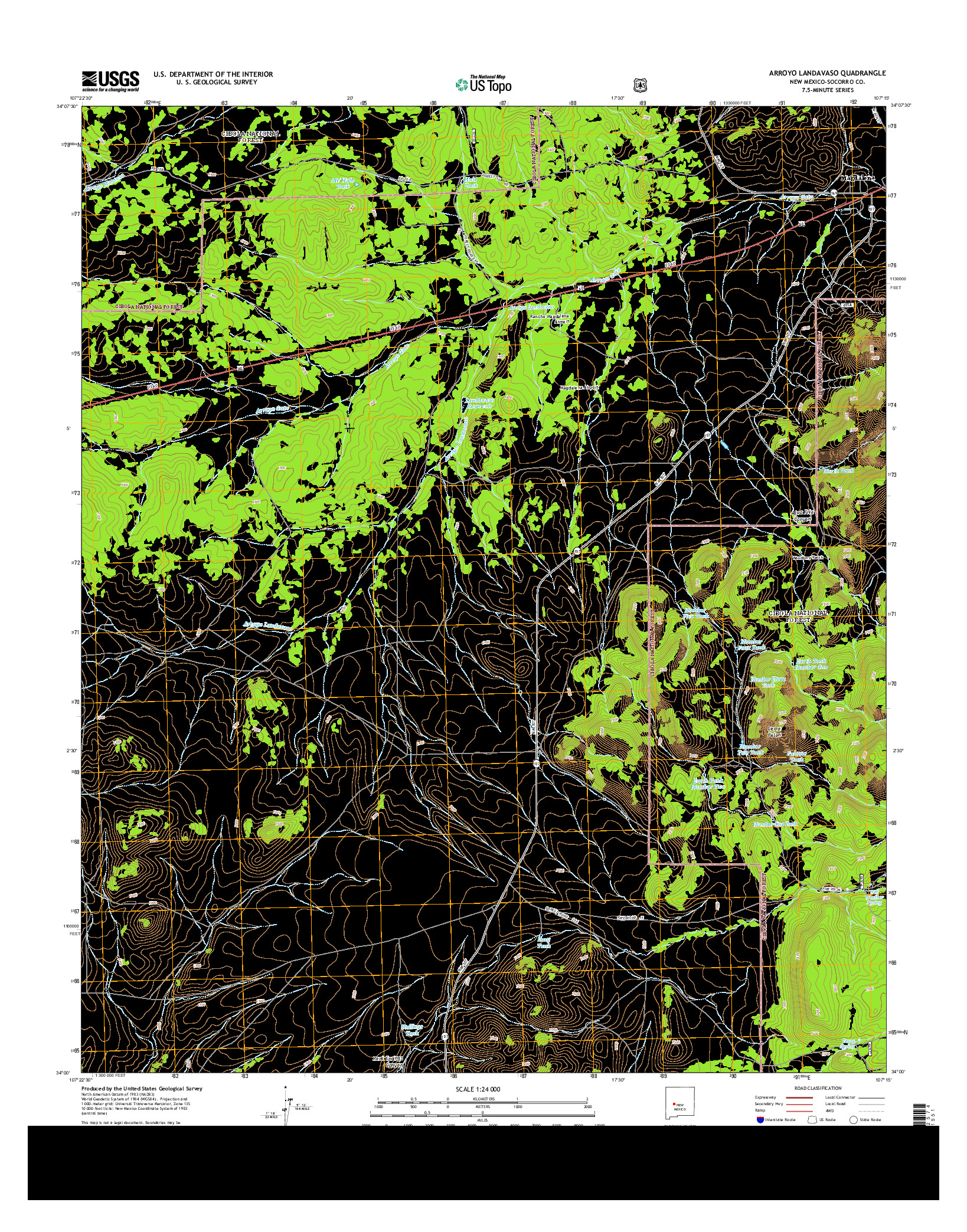 USGS US TOPO 7.5-MINUTE MAP FOR ARROYO LANDAVASO, NM 2013