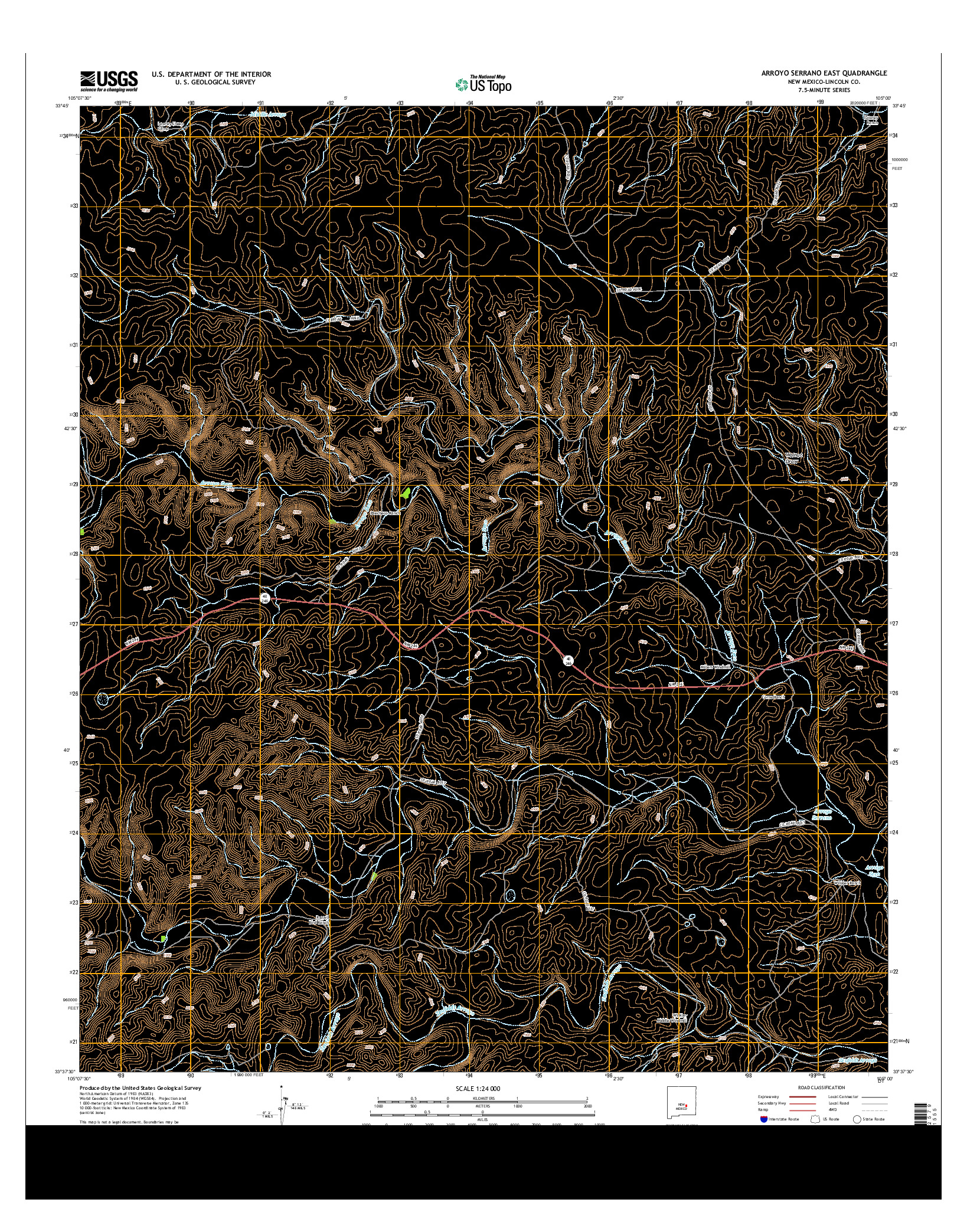 USGS US TOPO 7.5-MINUTE MAP FOR ARROYO SERRANO EAST, NM 2013