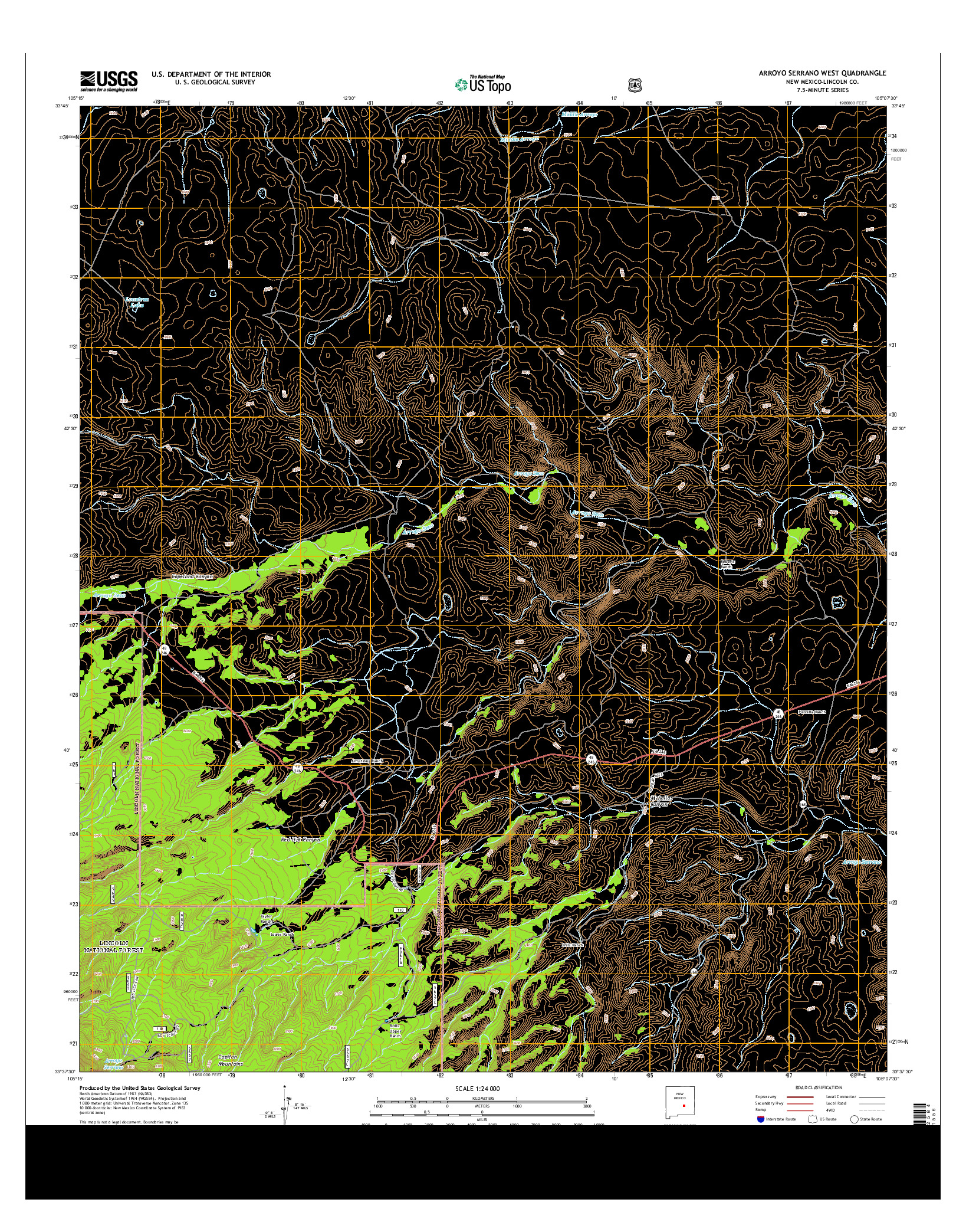 USGS US TOPO 7.5-MINUTE MAP FOR ARROYO SERRANO WEST, NM 2013