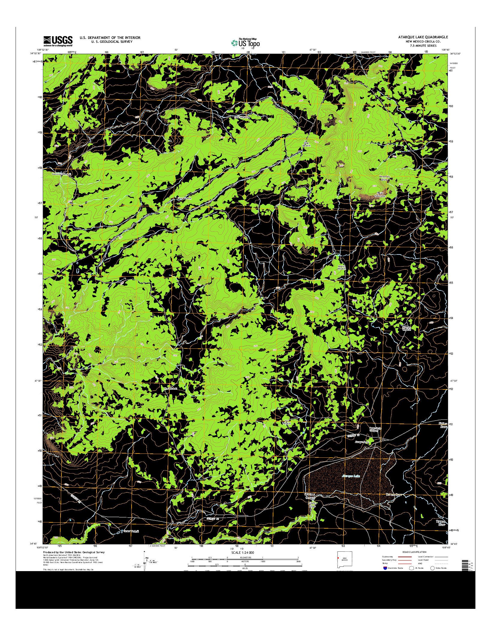 USGS US TOPO 7.5-MINUTE MAP FOR ATARQUE LAKE, NM 2013