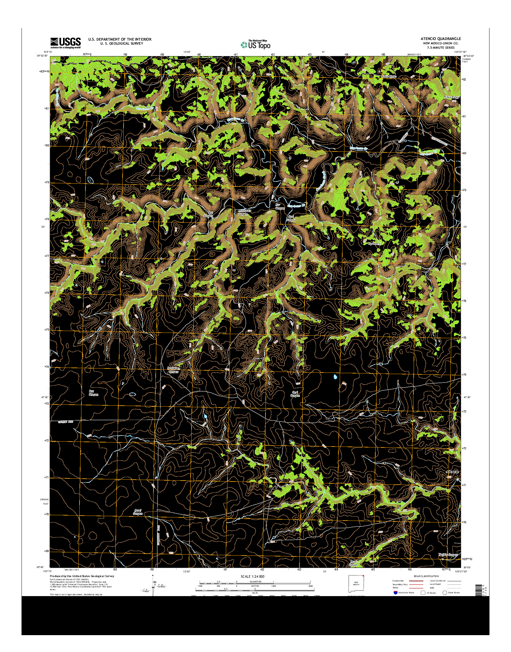 USGS US TOPO 7.5-MINUTE MAP FOR ATENCIO, NM 2013