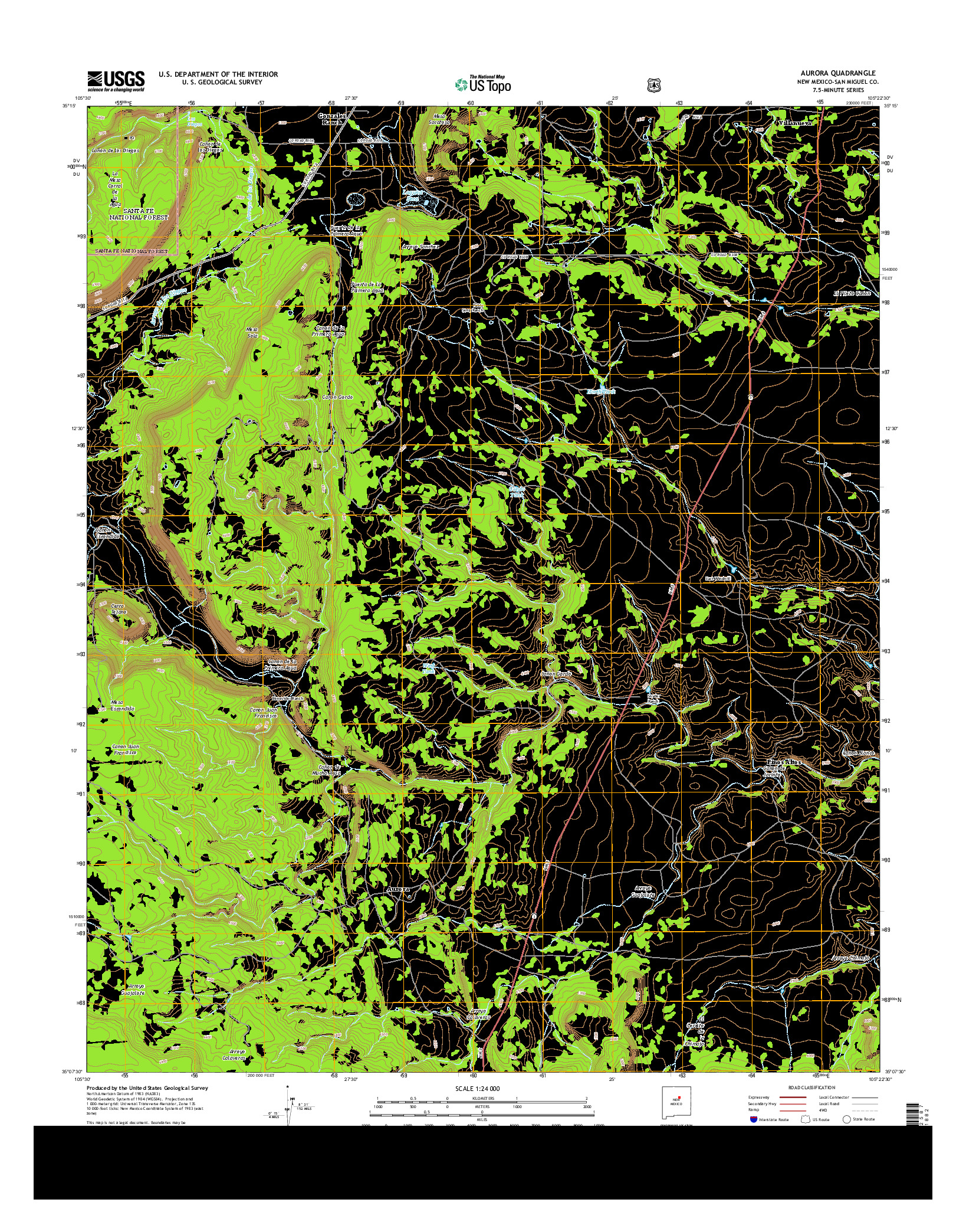 USGS US TOPO 7.5-MINUTE MAP FOR AURORA, NM 2013