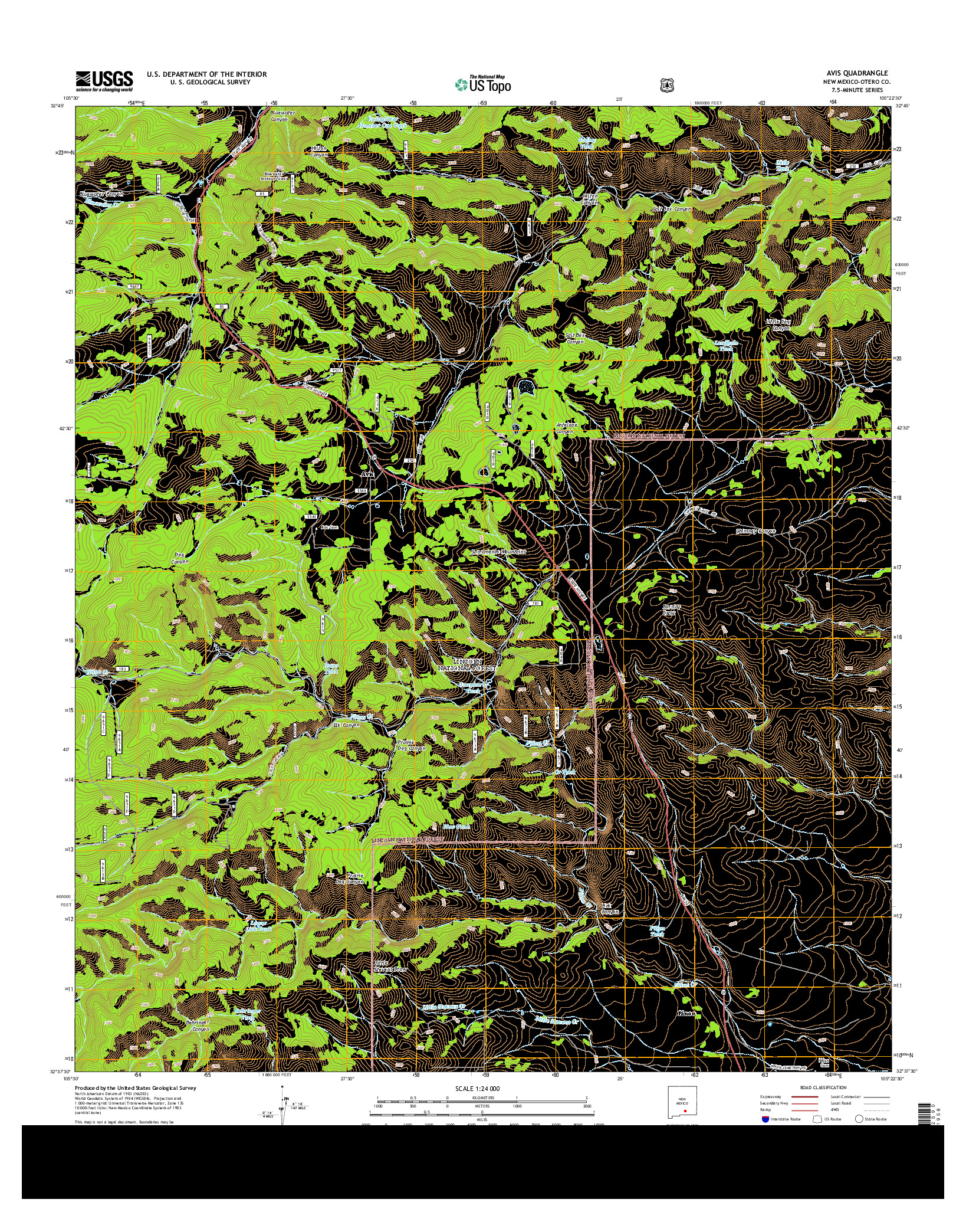 USGS US TOPO 7.5-MINUTE MAP FOR AVIS, NM 2013