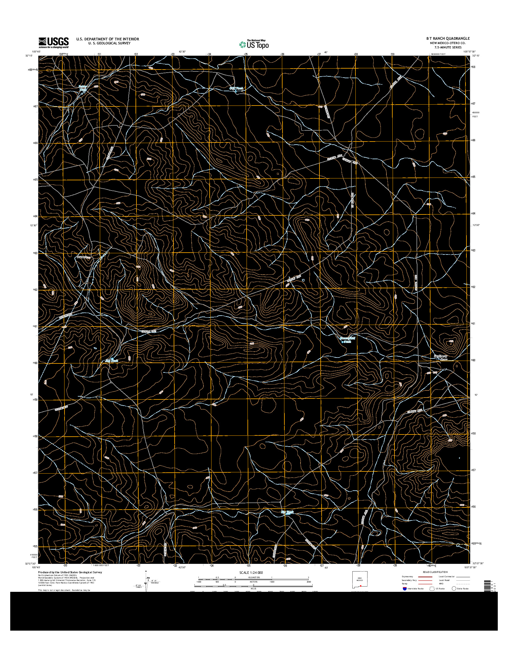 USGS US TOPO 7.5-MINUTE MAP FOR B T RANCH, NM 2013