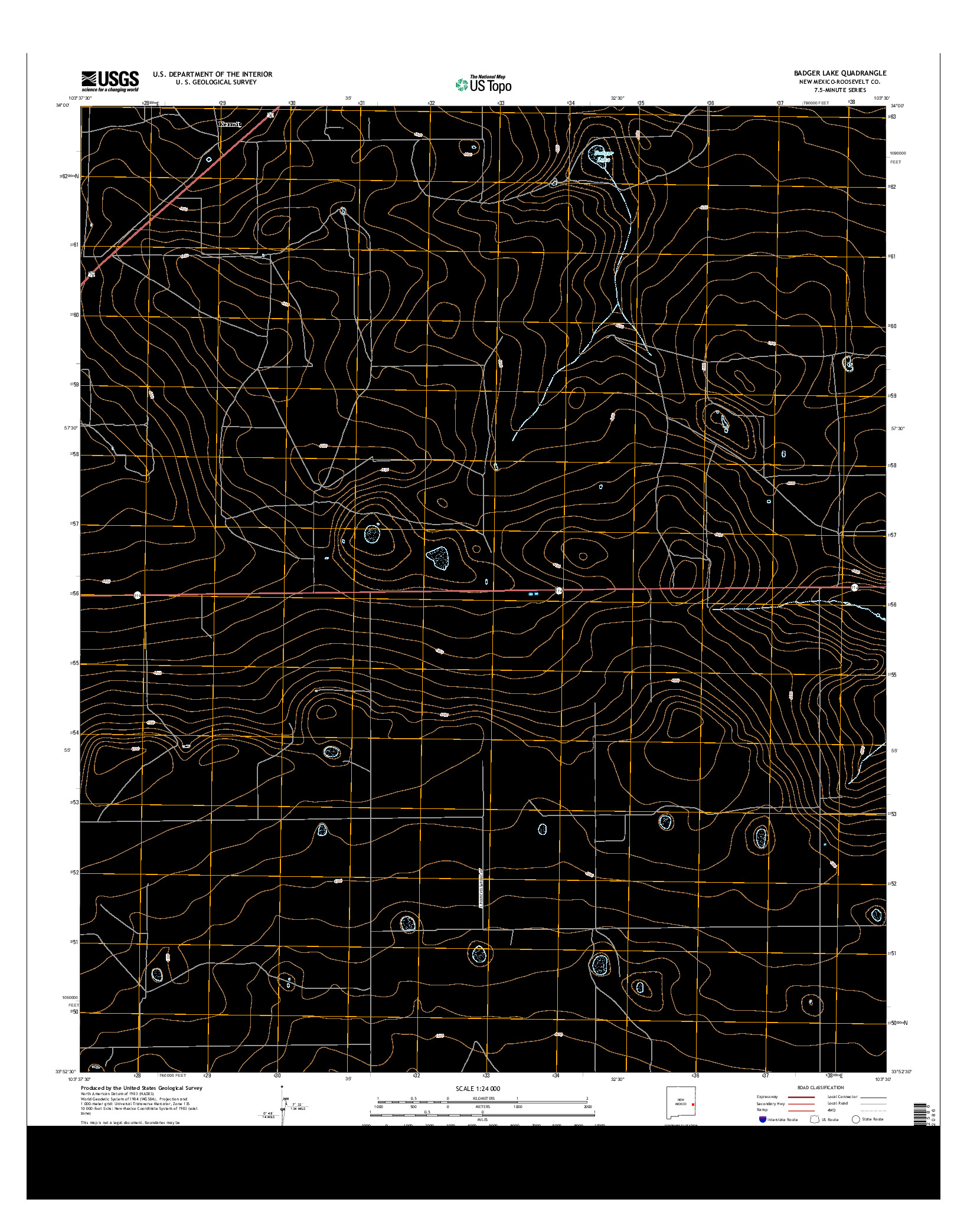 USGS US TOPO 7.5-MINUTE MAP FOR BADGER LAKE, NM 2013