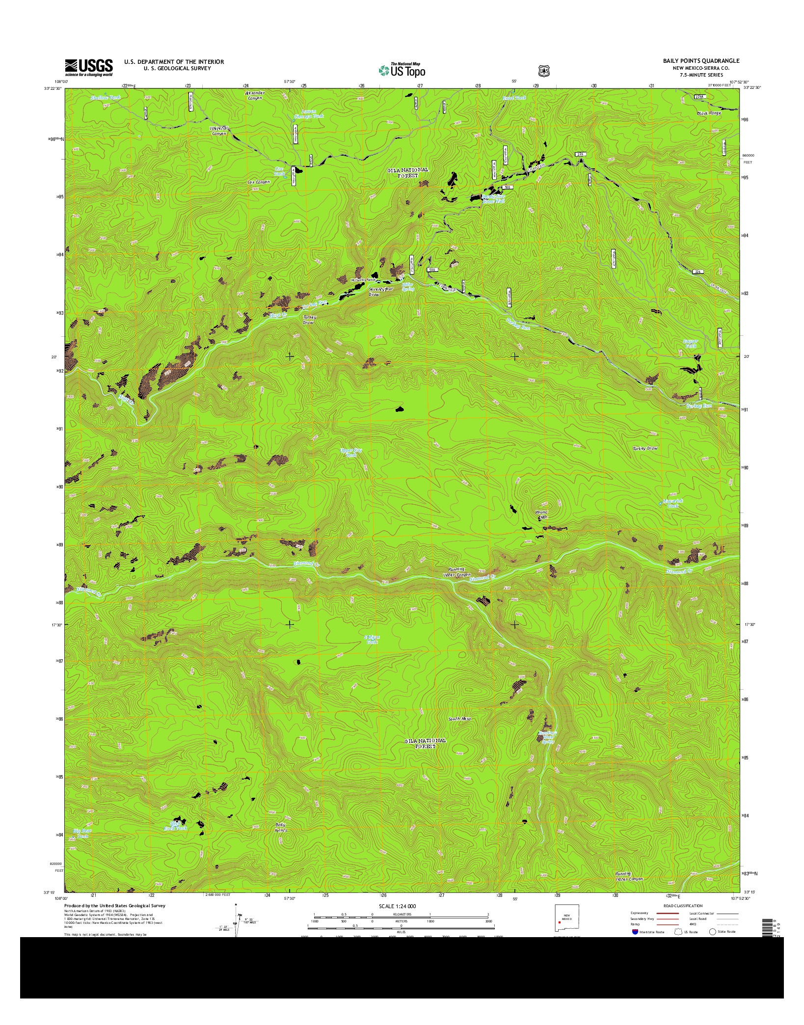 USGS US TOPO 7.5-MINUTE MAP FOR BAILY POINTS, NM 2013
