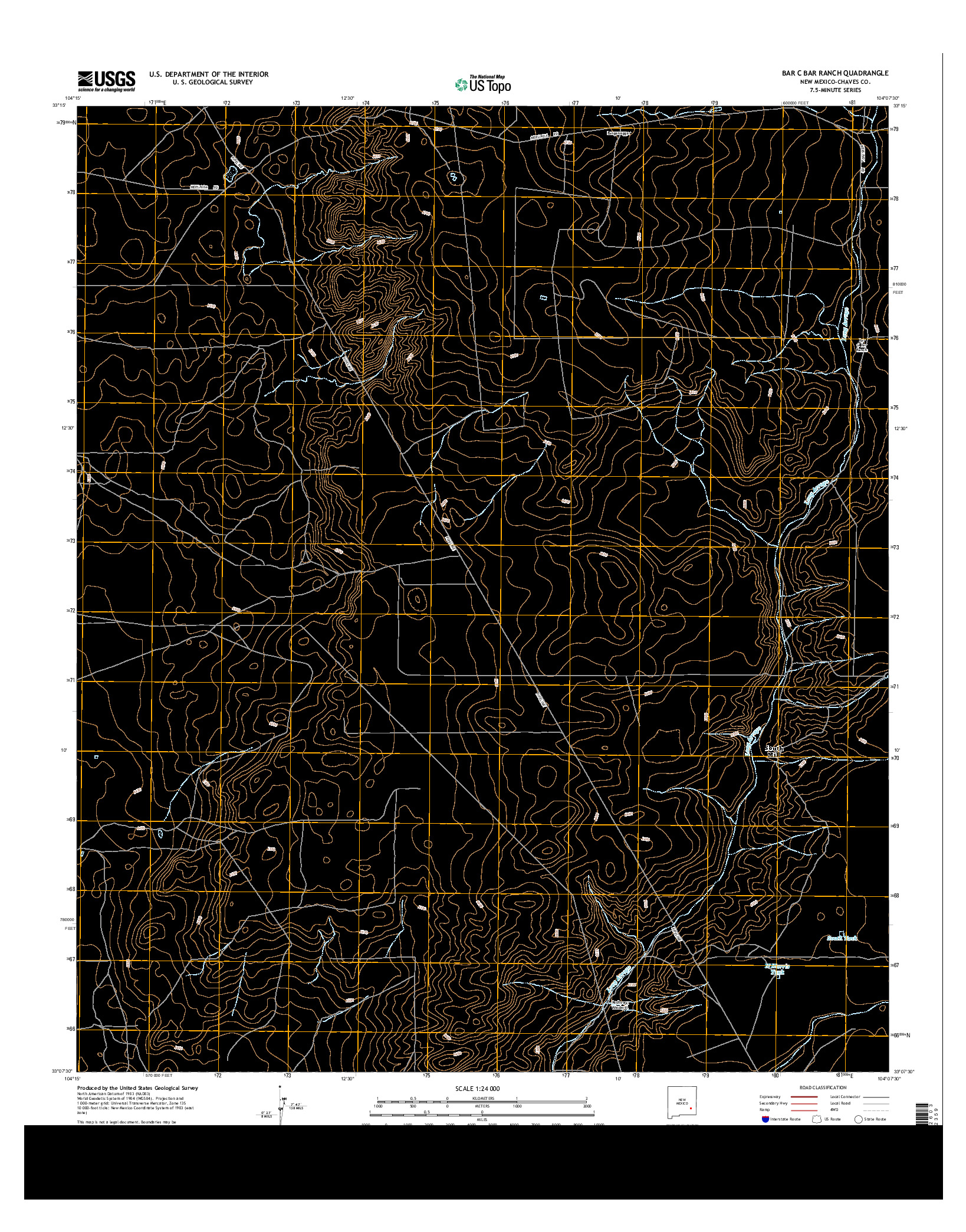 USGS US TOPO 7.5-MINUTE MAP FOR BAR C BAR RANCH, NM 2013