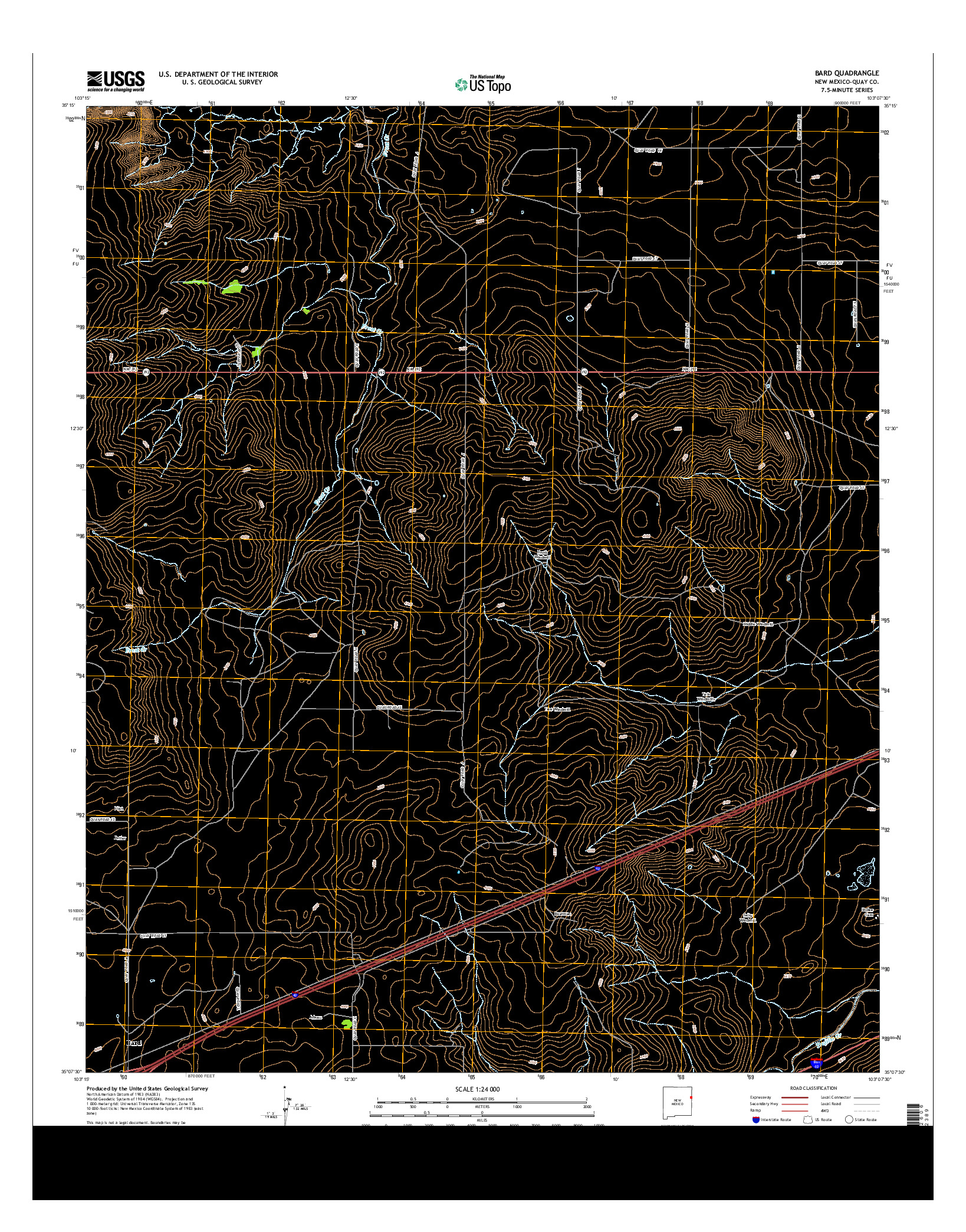 USGS US TOPO 7.5-MINUTE MAP FOR BARD, NM 2013