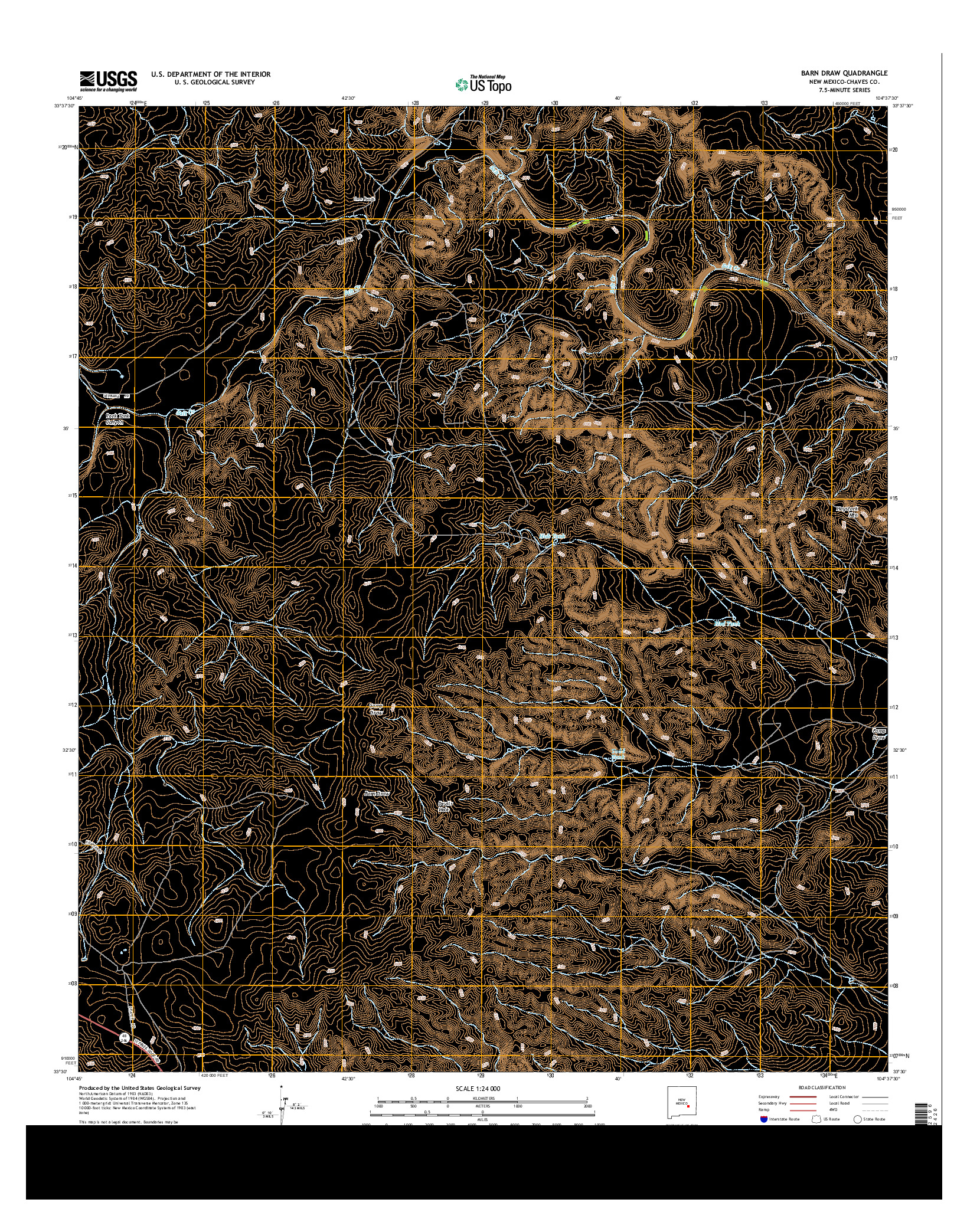 USGS US TOPO 7.5-MINUTE MAP FOR BARN DRAW, NM 2013