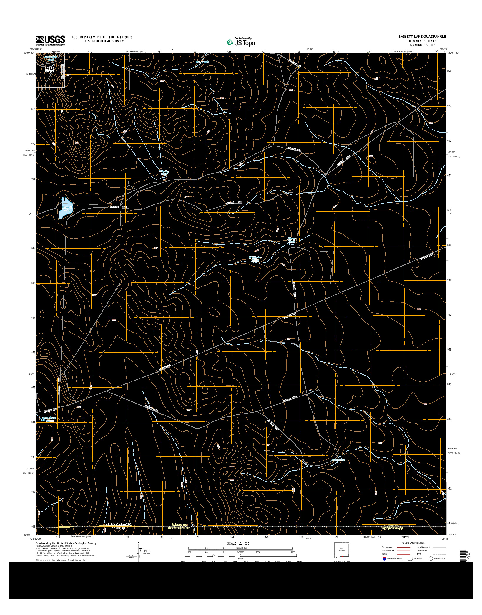 USGS US TOPO 7.5-MINUTE MAP FOR BASSETT LAKE, NM-TX 2013