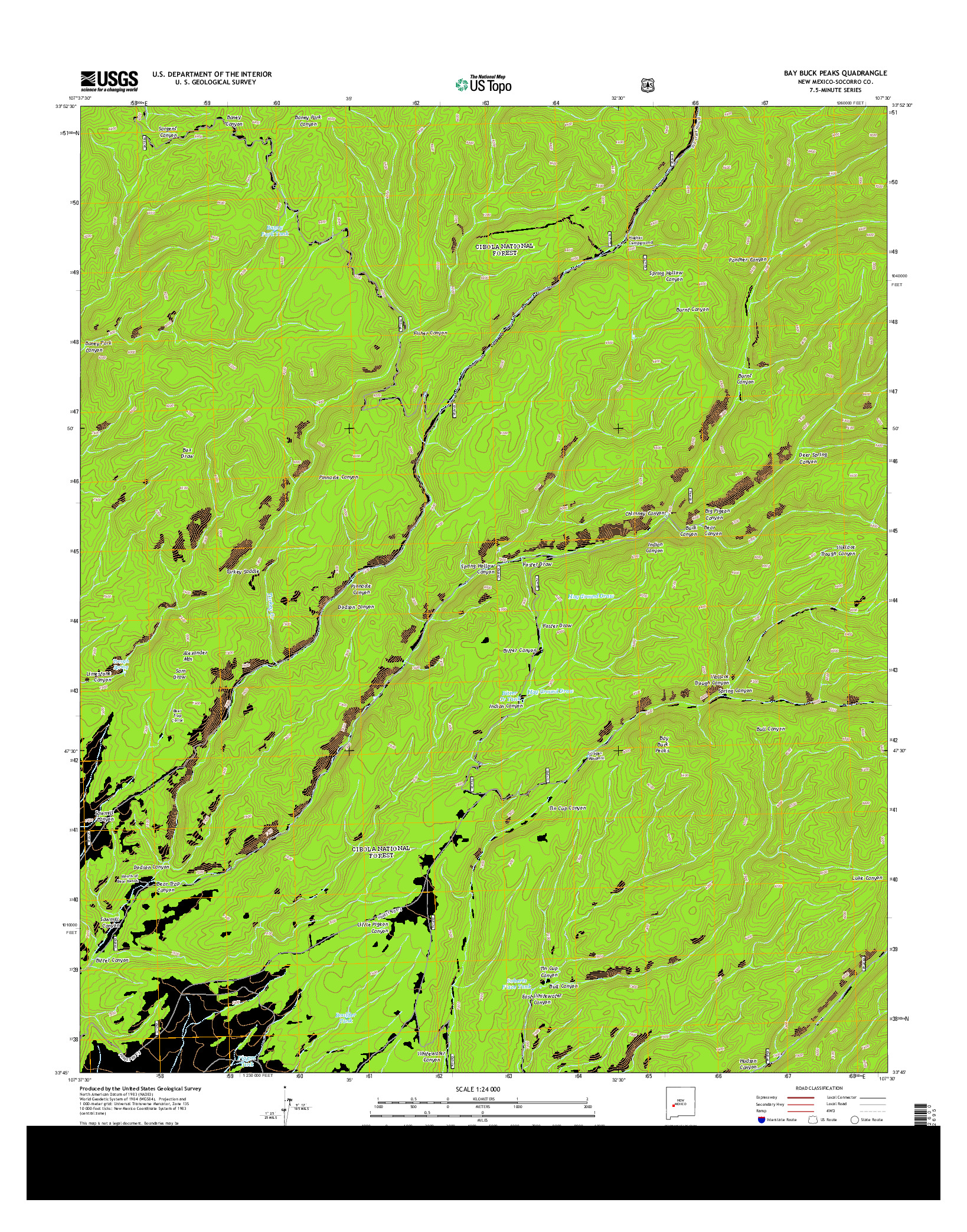 USGS US TOPO 7.5-MINUTE MAP FOR BAY BUCK PEAKS, NM 2013