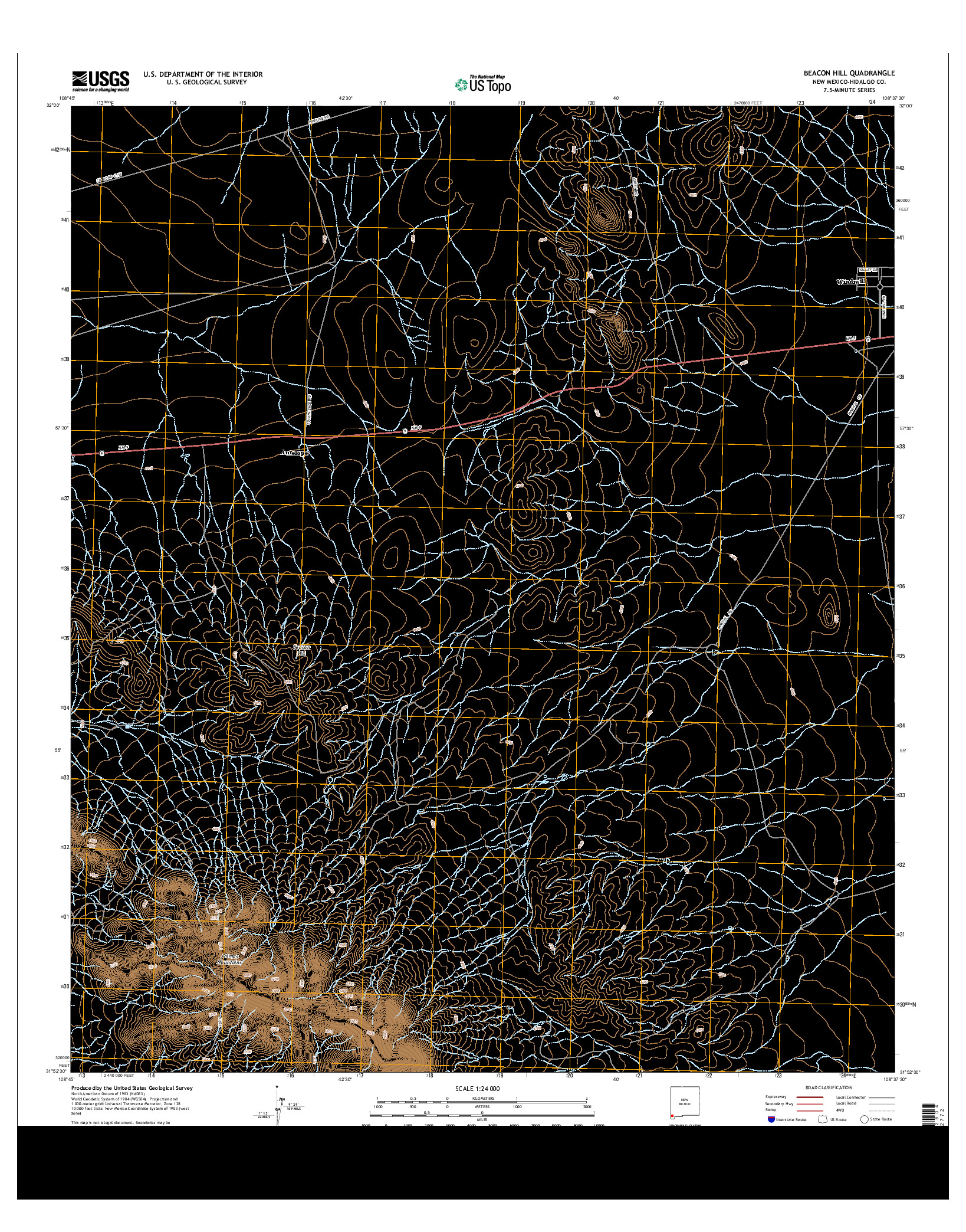 USGS US TOPO 7.5-MINUTE MAP FOR BEACON HILL, NM 2013