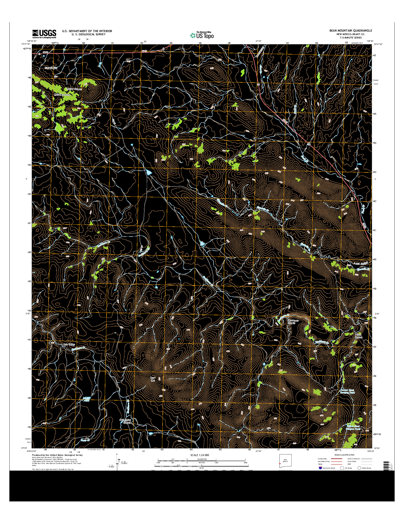 USGS US TOPO 7.5-MINUTE MAP FOR BEAR MOUNTAIN, NM 2013