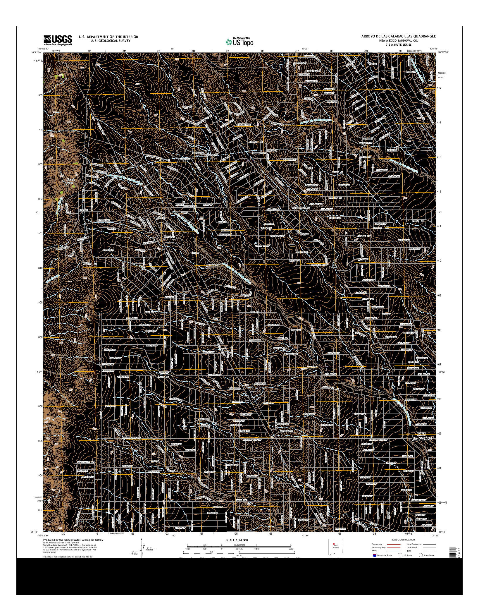 USGS US TOPO 7.5-MINUTE MAP FOR ARROYO DE LAS CALABACILLAS, NM 2013