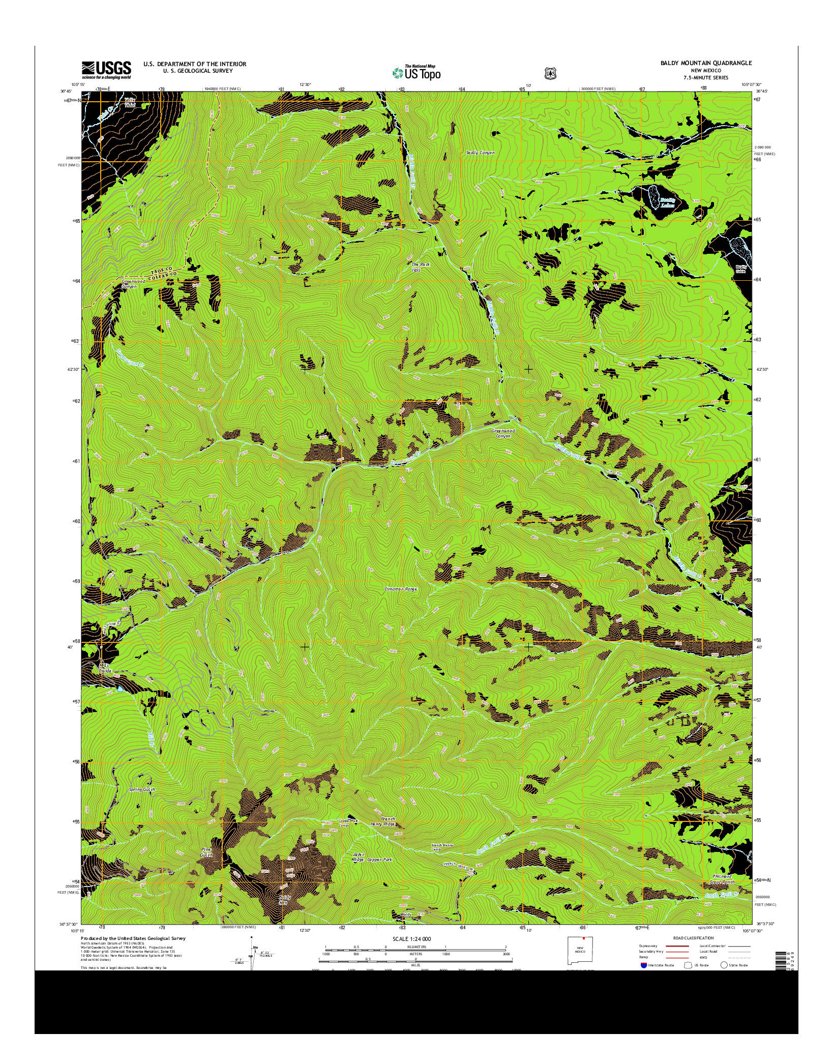 USGS US TOPO 7.5-MINUTE MAP FOR BALDY MOUNTAIN, NM 2013