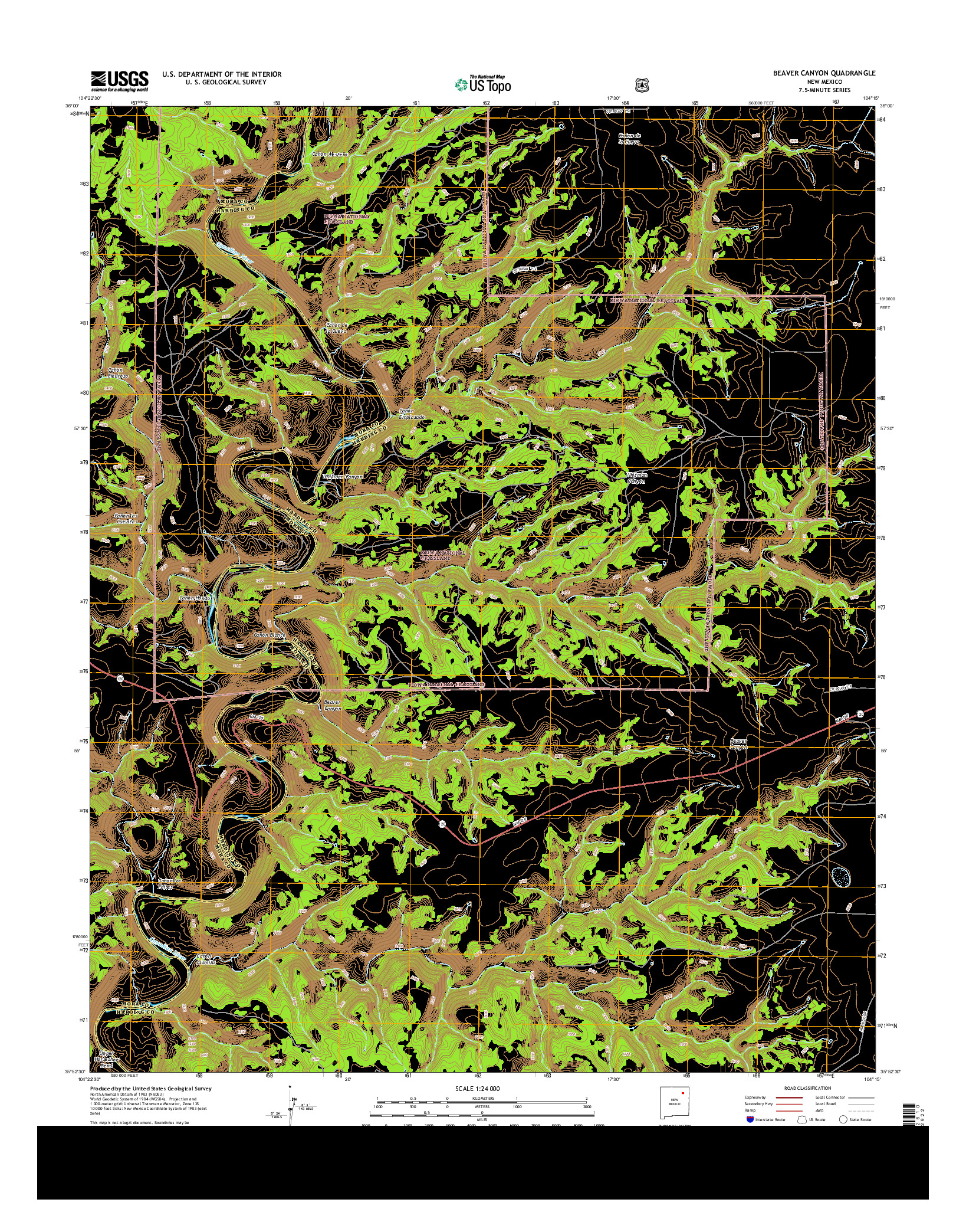 USGS US TOPO 7.5-MINUTE MAP FOR BEAVER CANYON, NM 2013