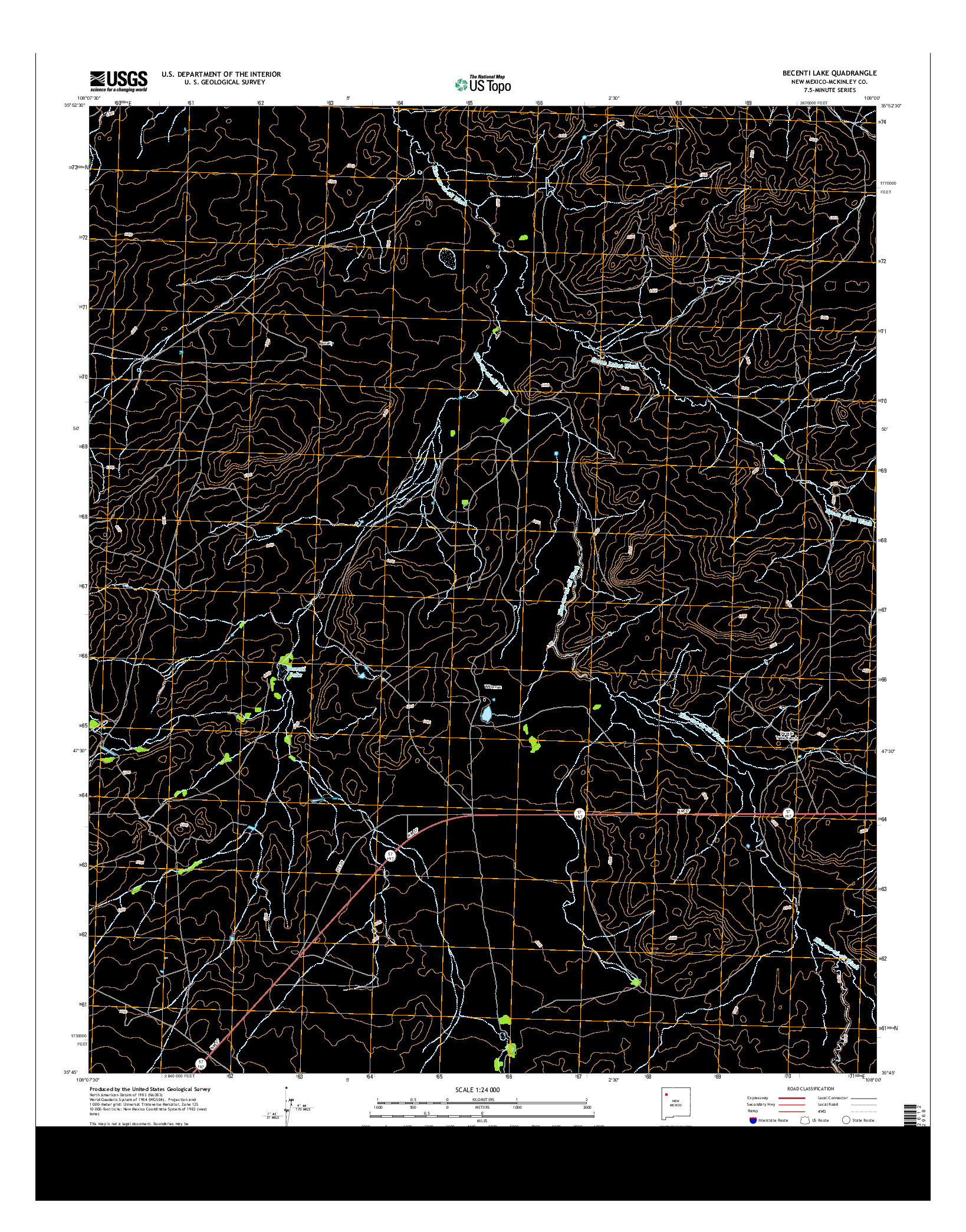 USGS US TOPO 7.5-MINUTE MAP FOR BECENTI LAKE, NM 2013