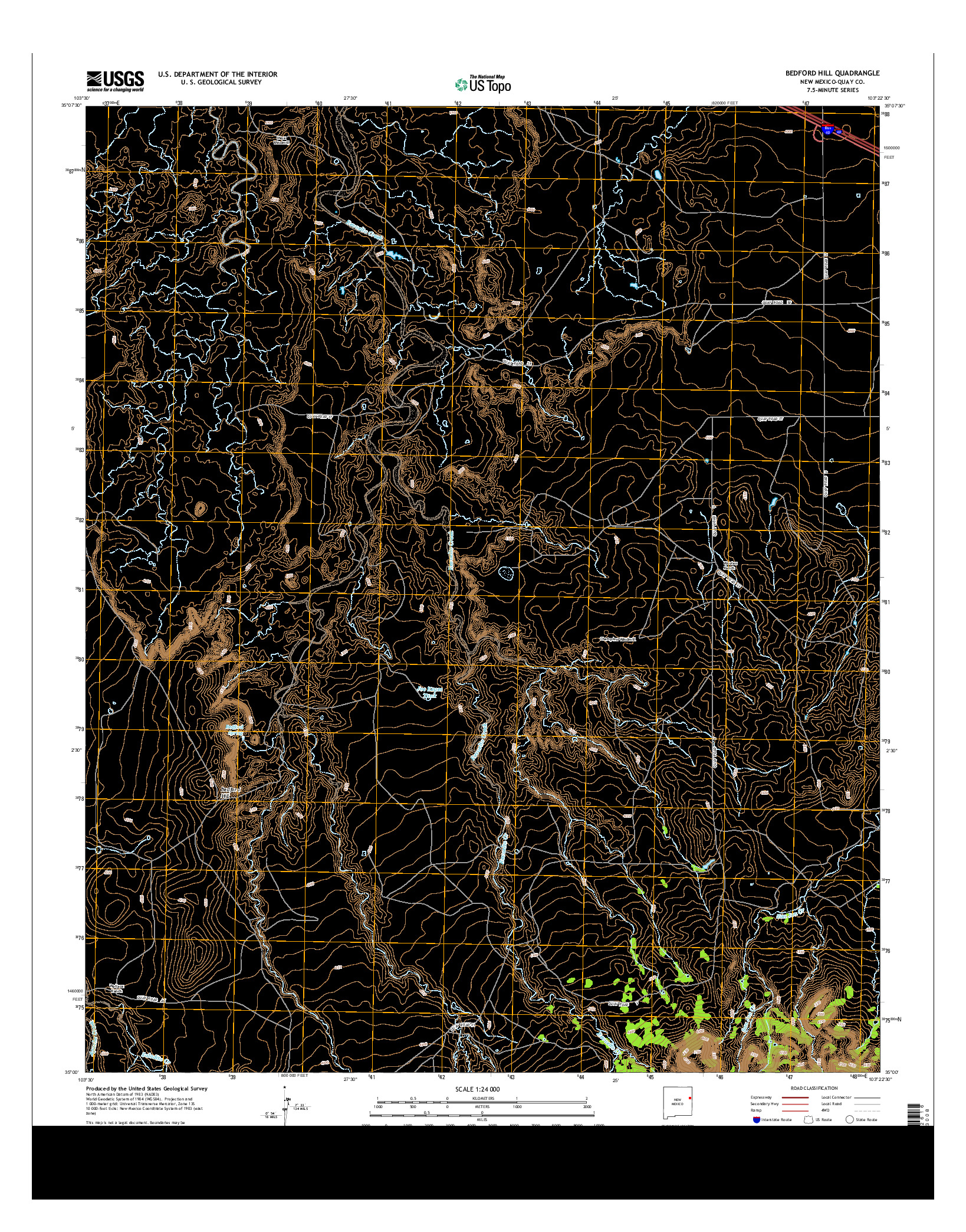 USGS US TOPO 7.5-MINUTE MAP FOR BEDFORD HILL, NM 2013