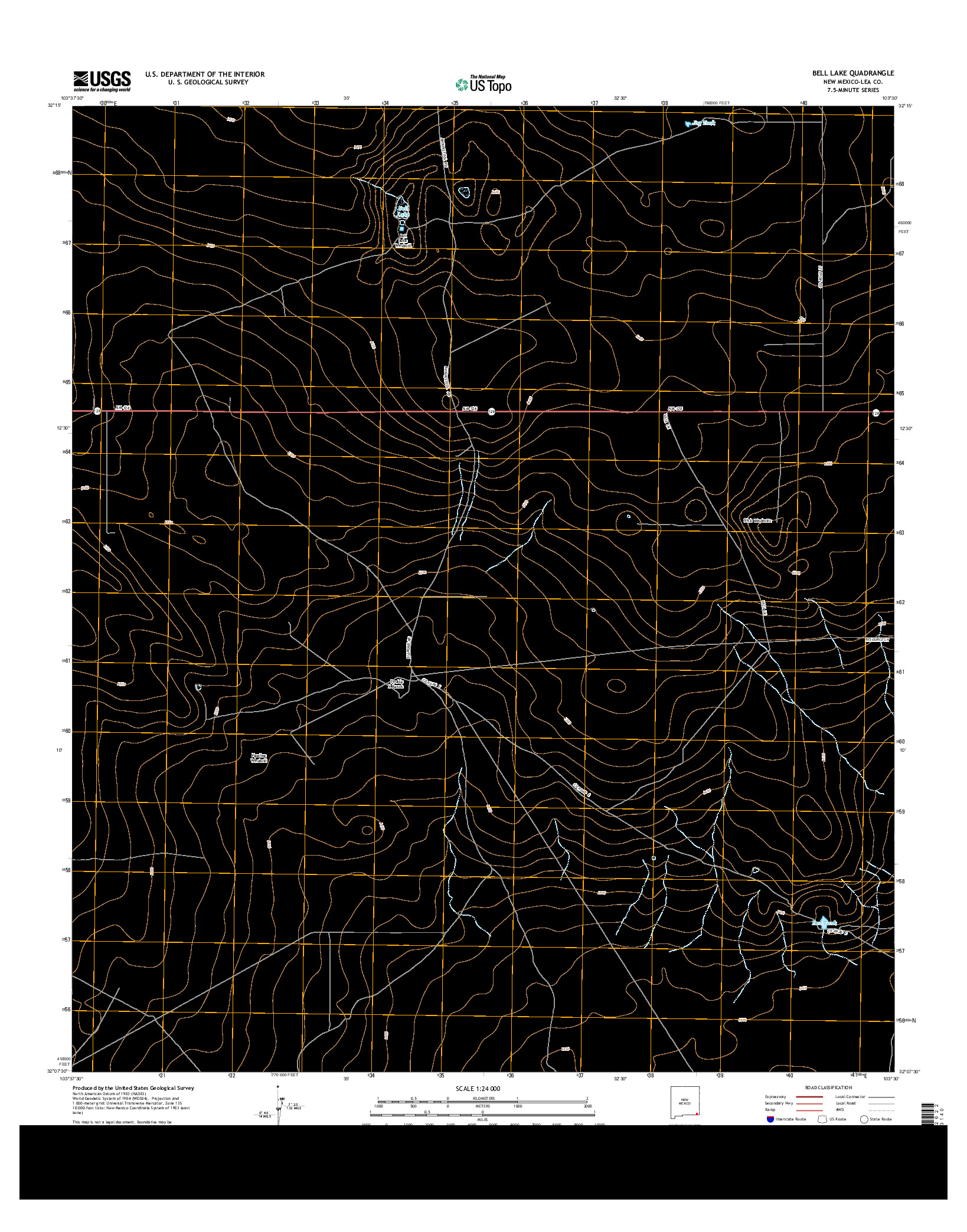 USGS US TOPO 7.5-MINUTE MAP FOR BELL LAKE, NM 2013