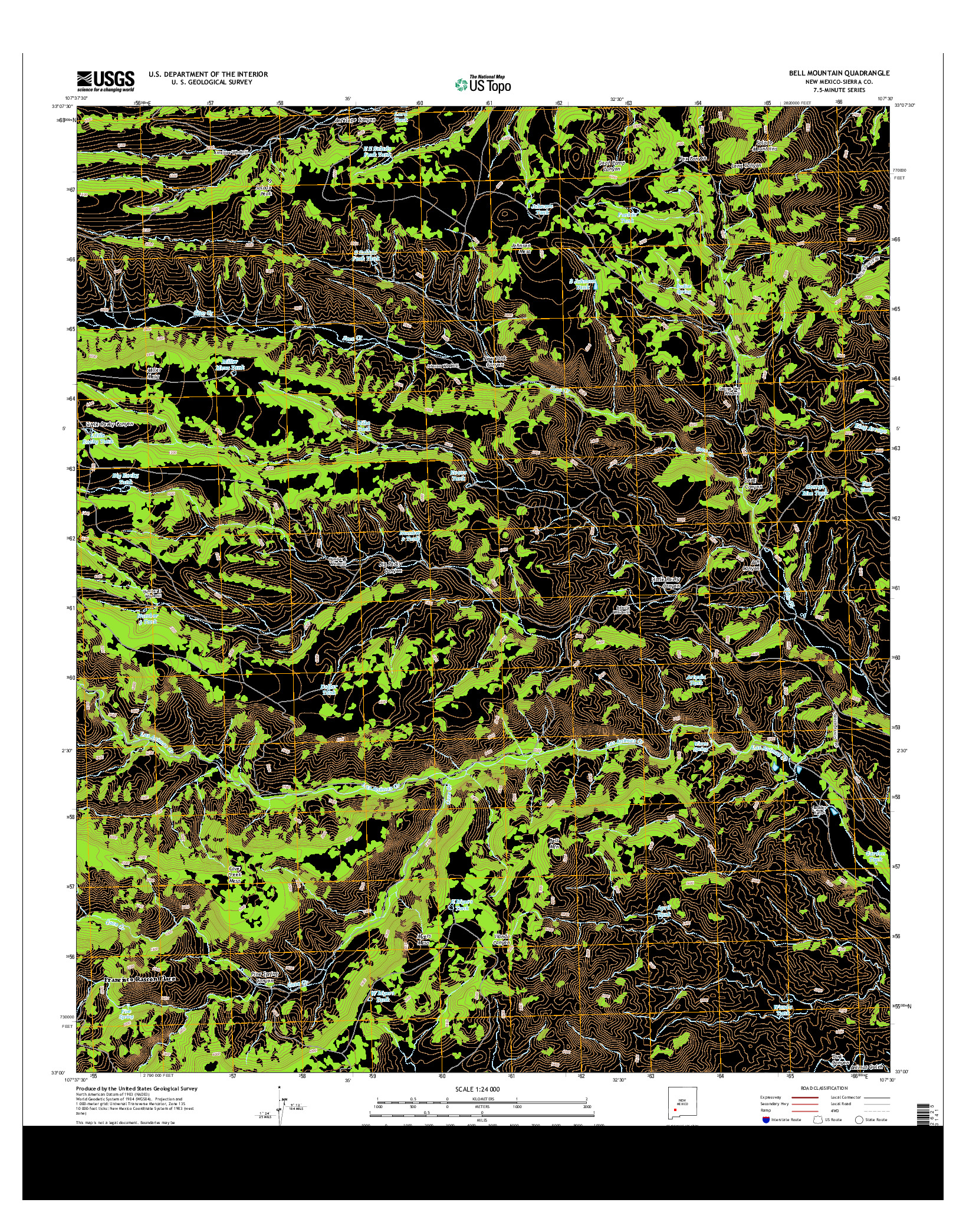 USGS US TOPO 7.5-MINUTE MAP FOR BELL MOUNTAIN, NM 2013