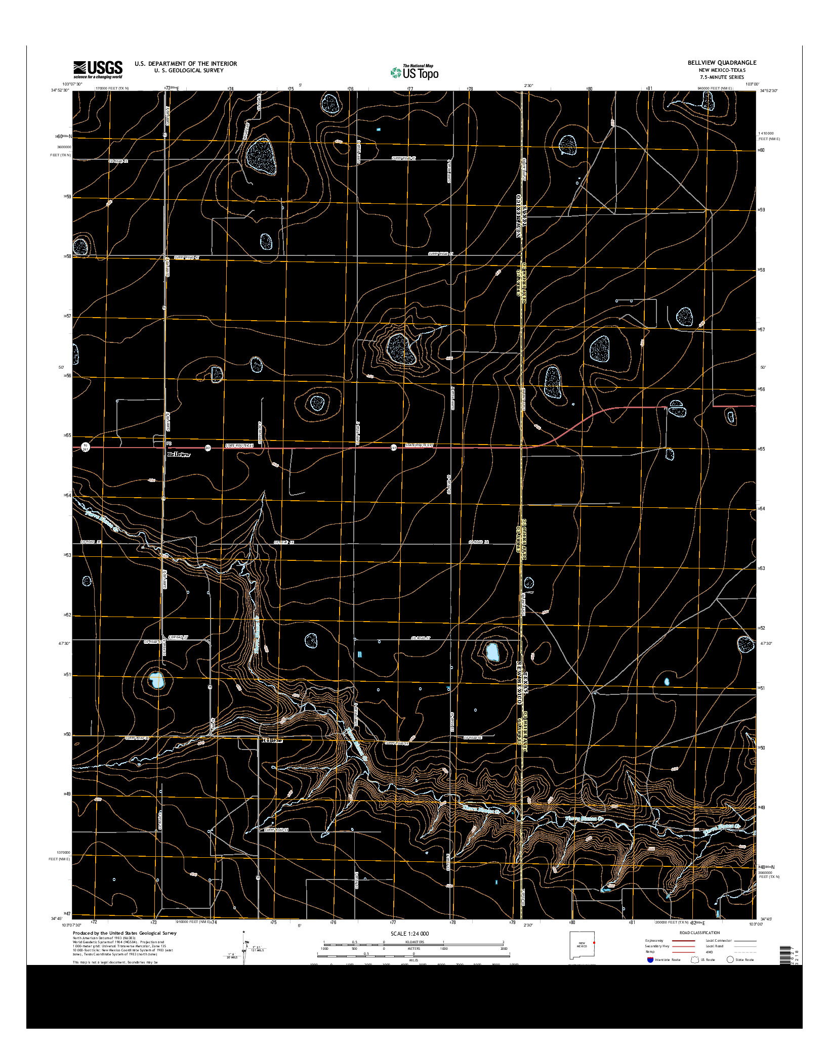 USGS US TOPO 7.5-MINUTE MAP FOR BELLVIEW, NM-TX 2013