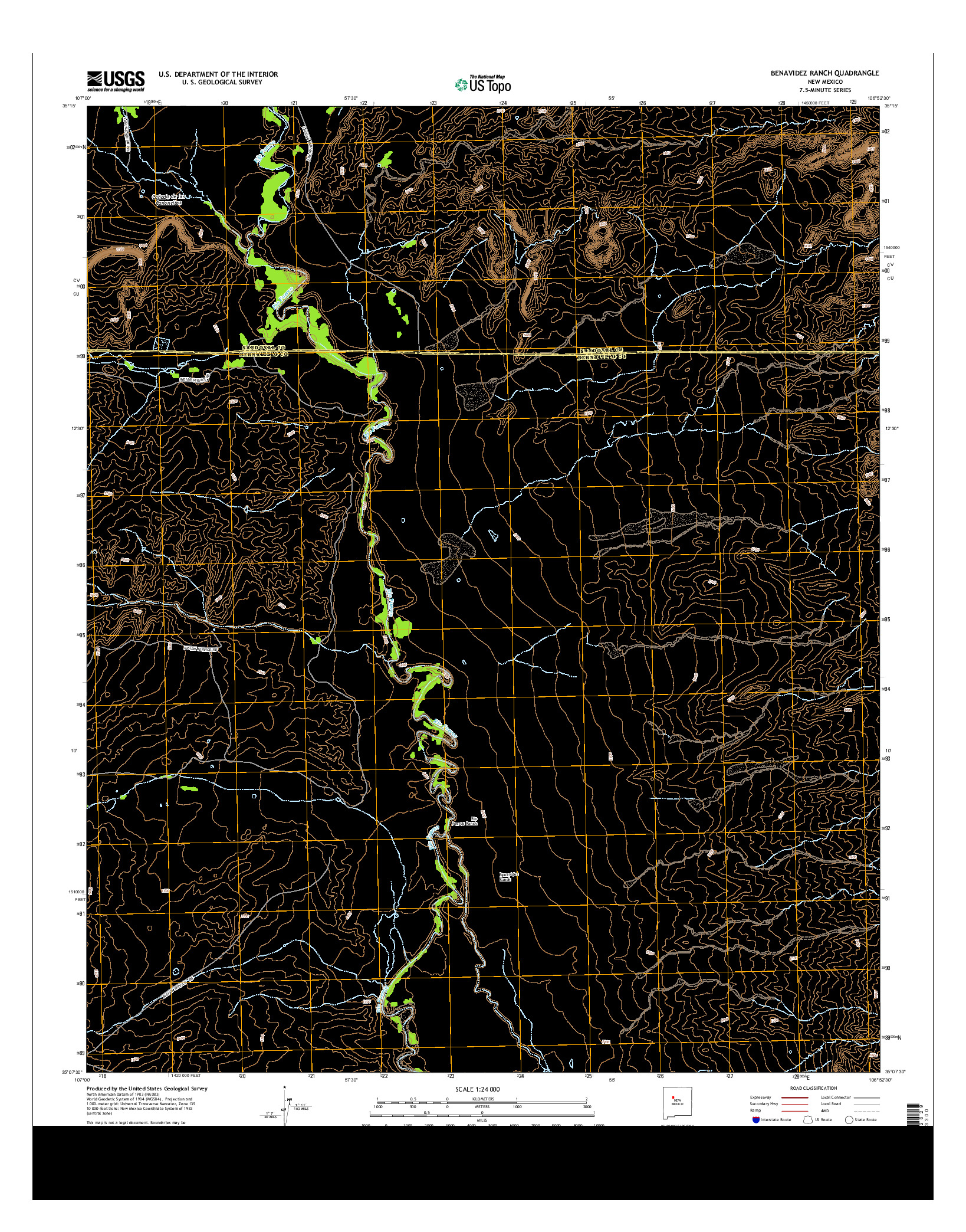 USGS US TOPO 7.5-MINUTE MAP FOR BENAVIDEZ RANCH, NM 2013