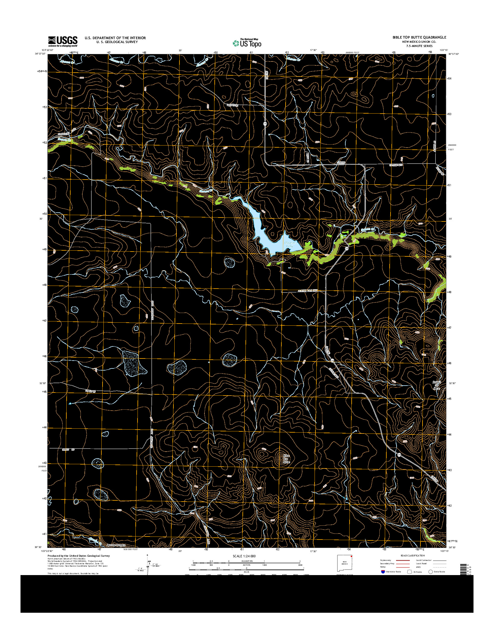 USGS US TOPO 7.5-MINUTE MAP FOR BIBLE TOP BUTTE, NM 2013