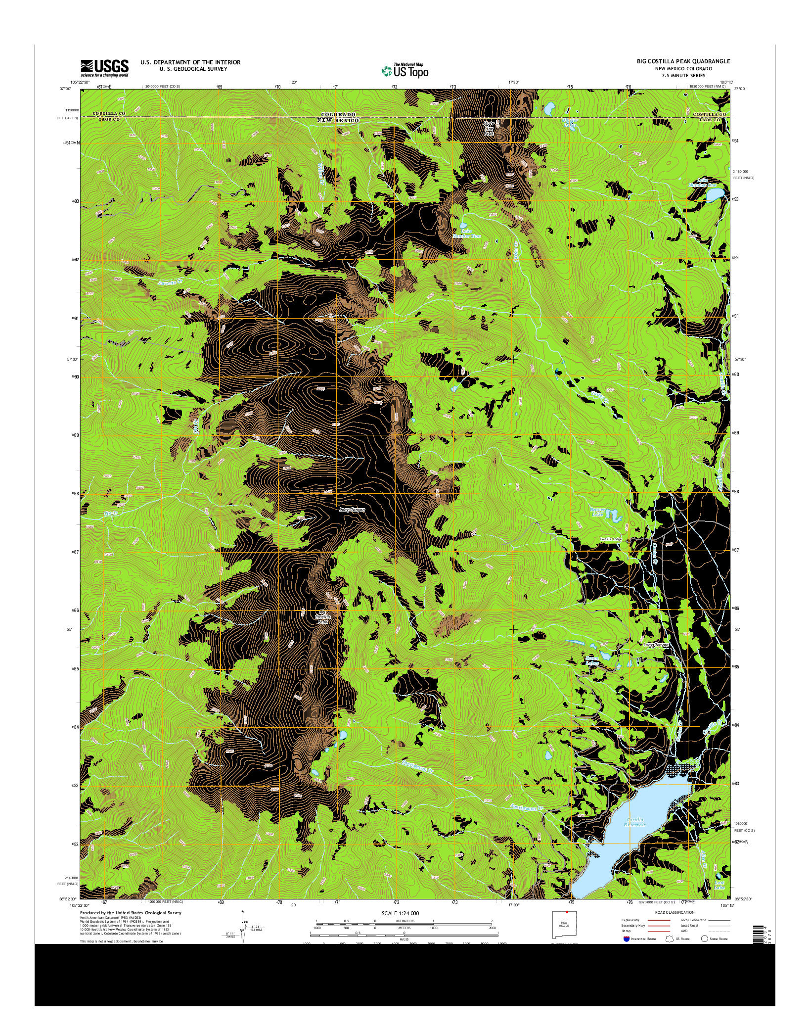 USGS US TOPO 7.5-MINUTE MAP FOR BIG COSTILLA PEAK, NM-CO 2013