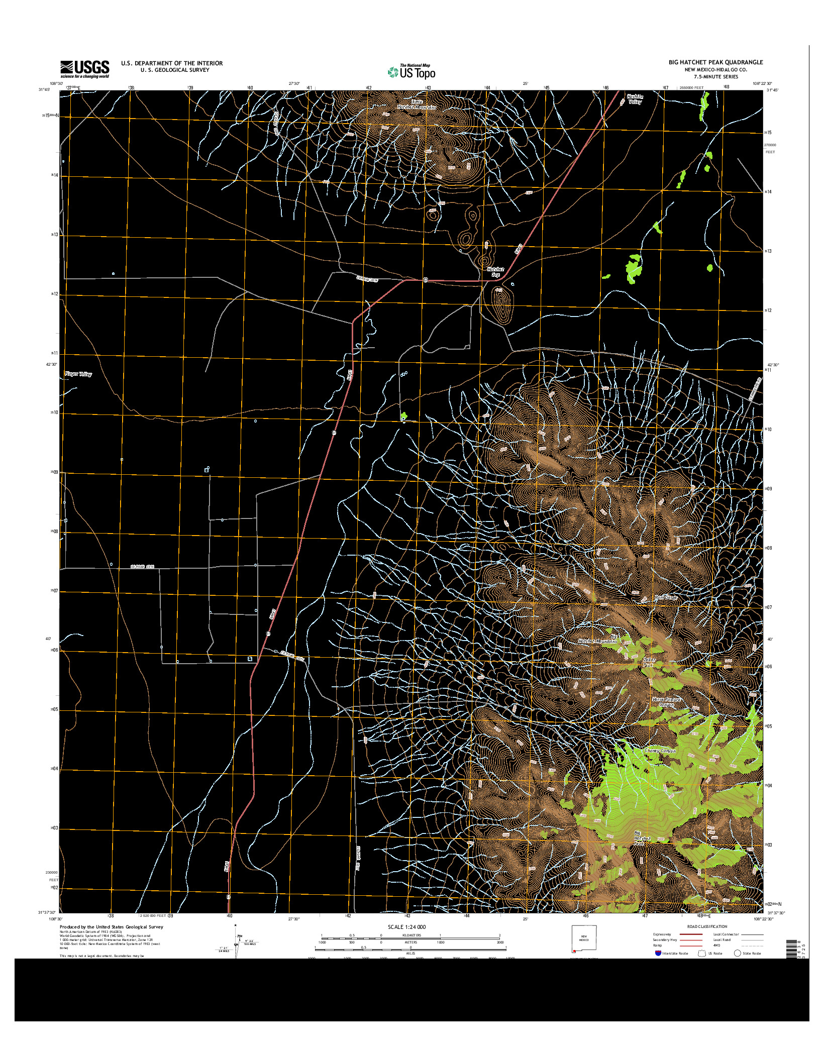 USGS US TOPO 7.5-MINUTE MAP FOR BIG HATCHET PEAK, NM 2013