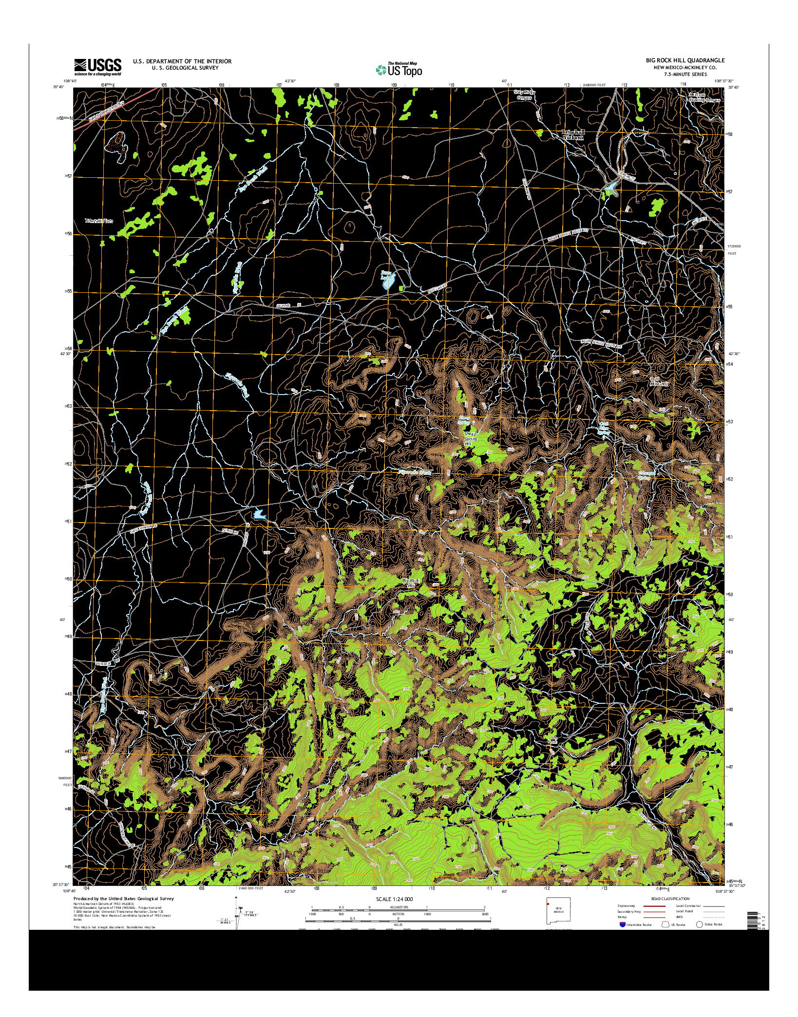 USGS US TOPO 7.5-MINUTE MAP FOR BIG ROCK HILL, NM 2013